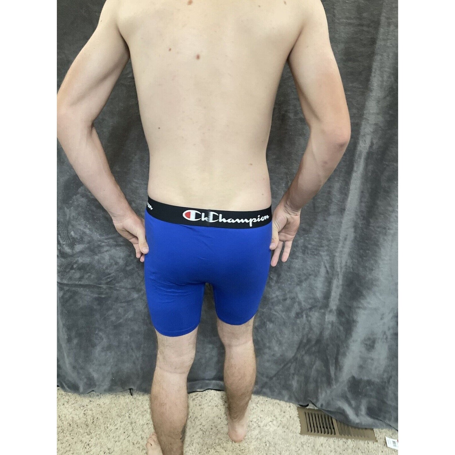 men's medium royal blue champion boxer brief 5% spandex
