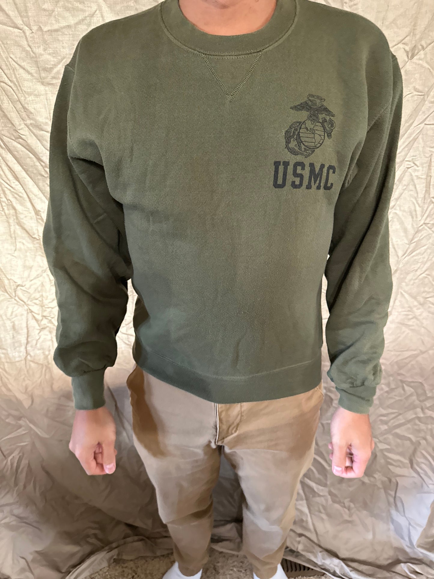 Men’s soffe size small Usmc marine corps pullover athletic sweater darker green
