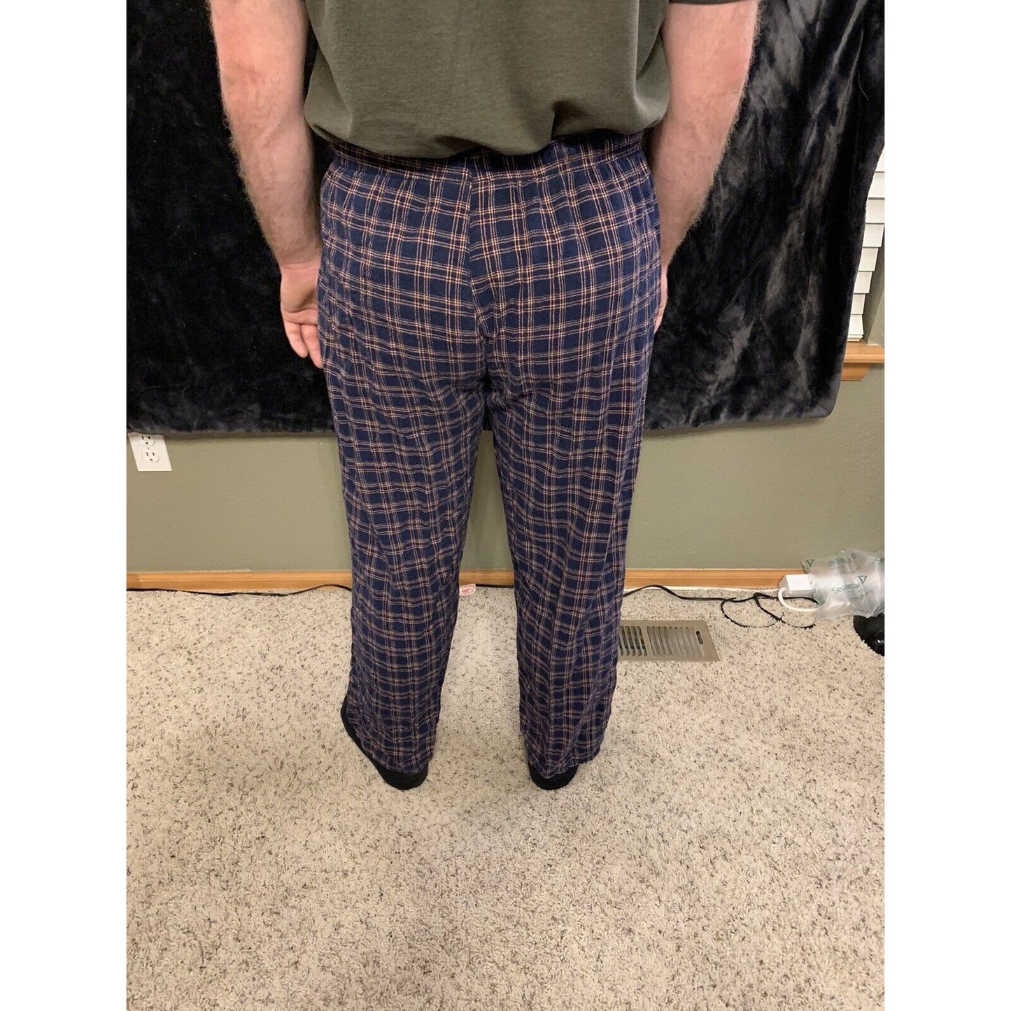 Denver Broncos NFL Team Apparel Size L Flannel Pajama Pants Drawstring EUC