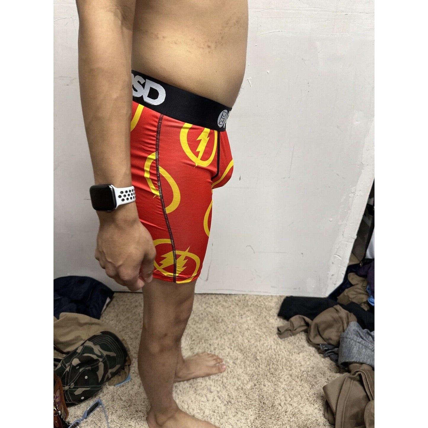 Men’s PSD Small Boxer Briefs Red Orange Flash Design