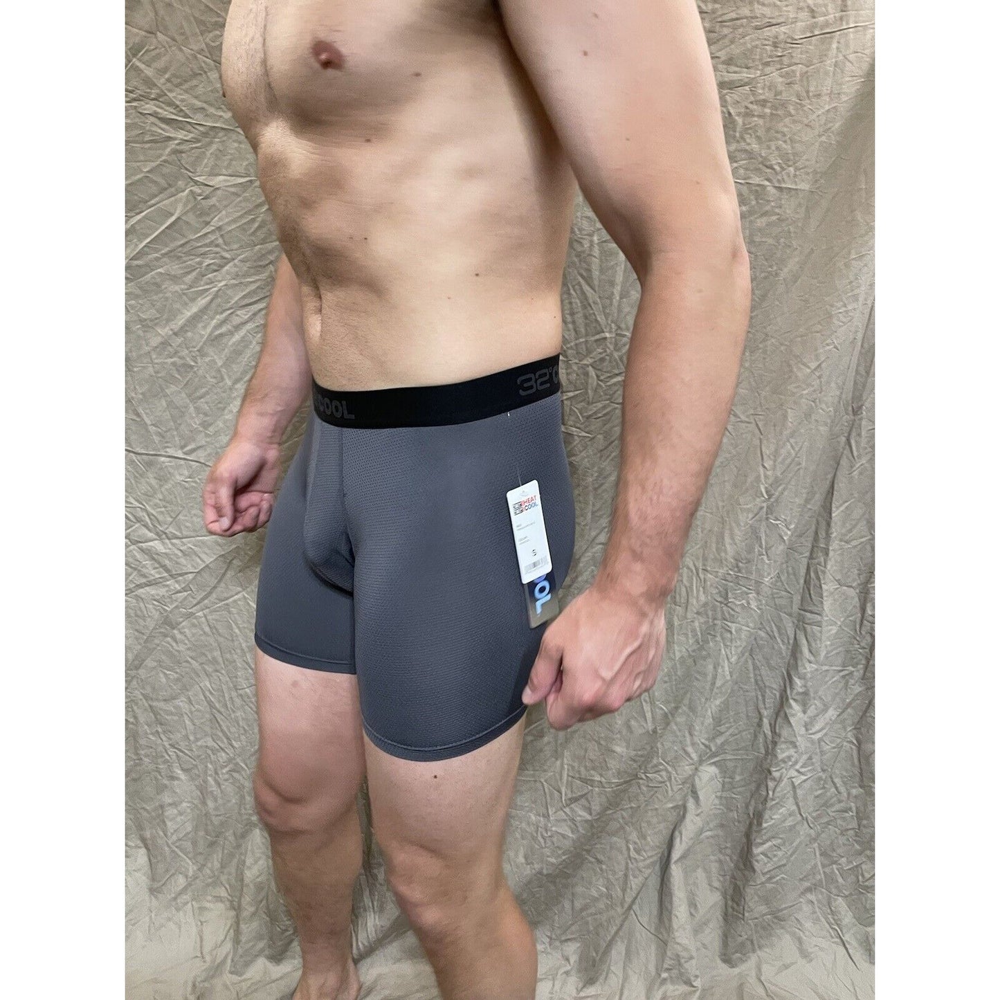 men's 32 degree cool charcoal gray mesh boxer brief small