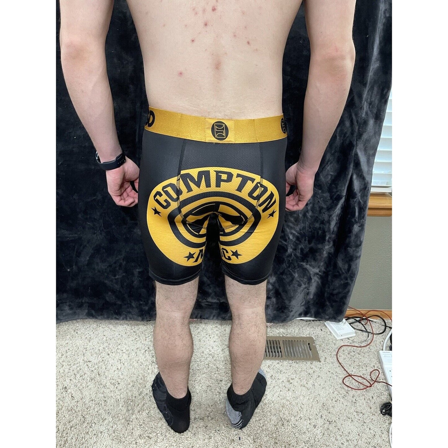 PSD Men’s Large Compton Magic Logo New Black And Gold Boxer Briefs