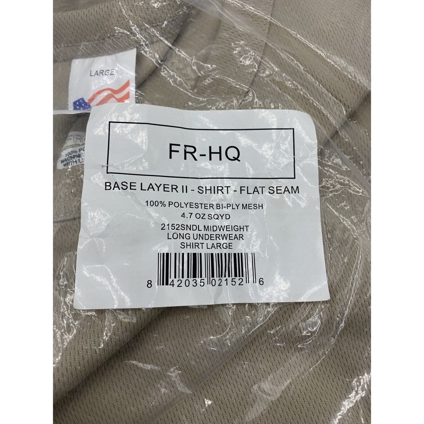 Midweight Long Underwear Base Layer II Shirt, Large, FR-HQ, New Military Tan