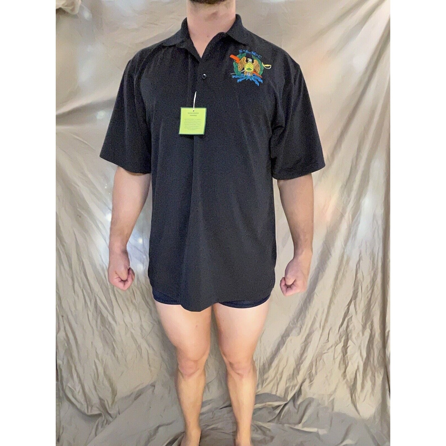 men's black polo large port authority SAMC army