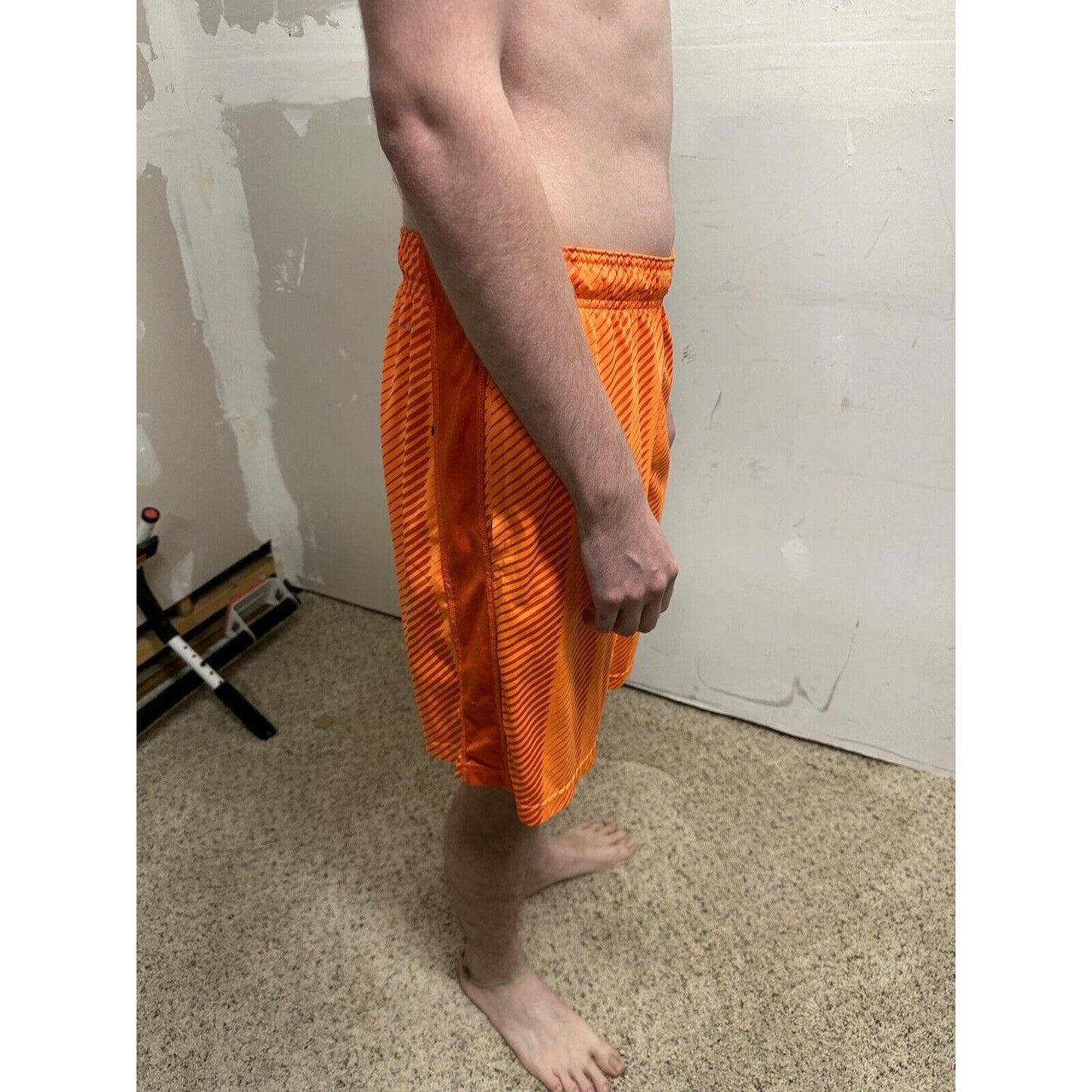 men’s nike dri-fit small neon orange shorts