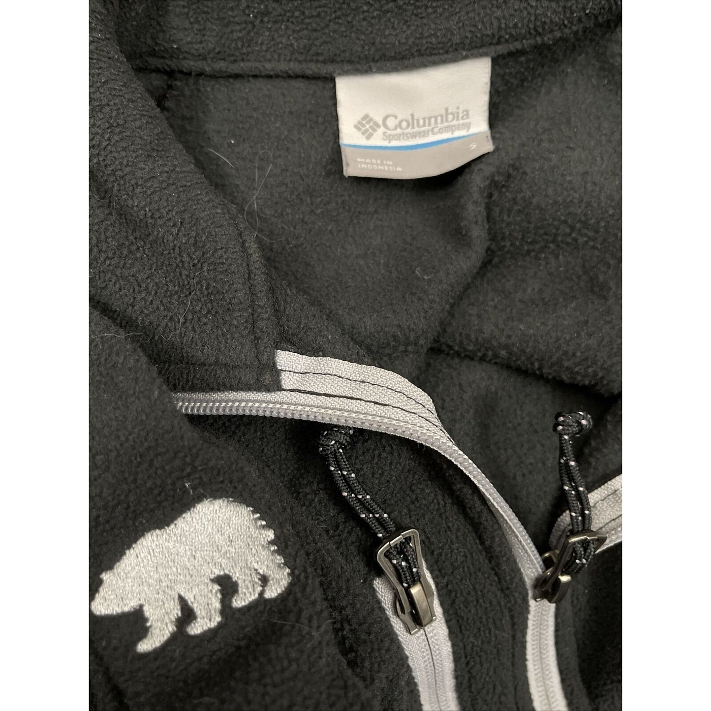 Men’s Black Columbia Fleece Jacket Bear Logo Size Small