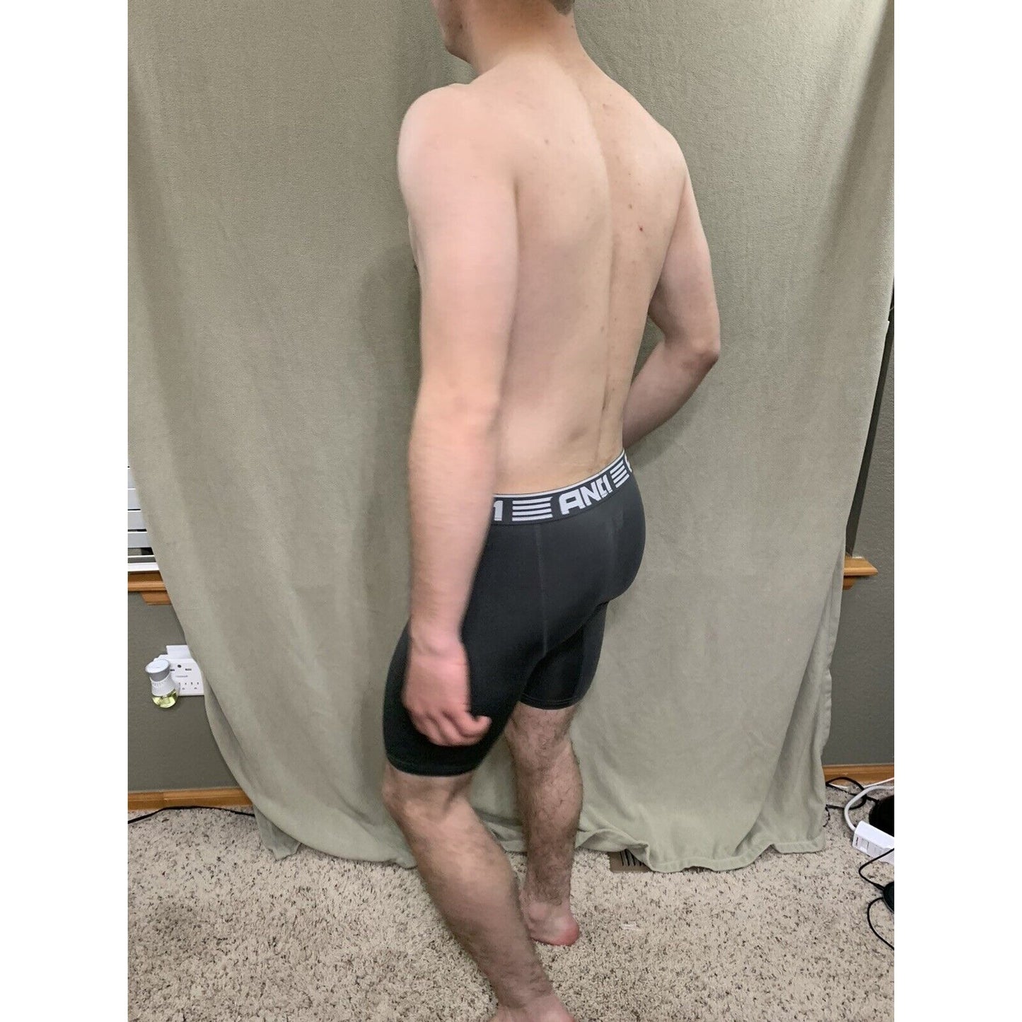 Men’s Gray With White Band Medium AND1 Compression Performance Boxer Briefs