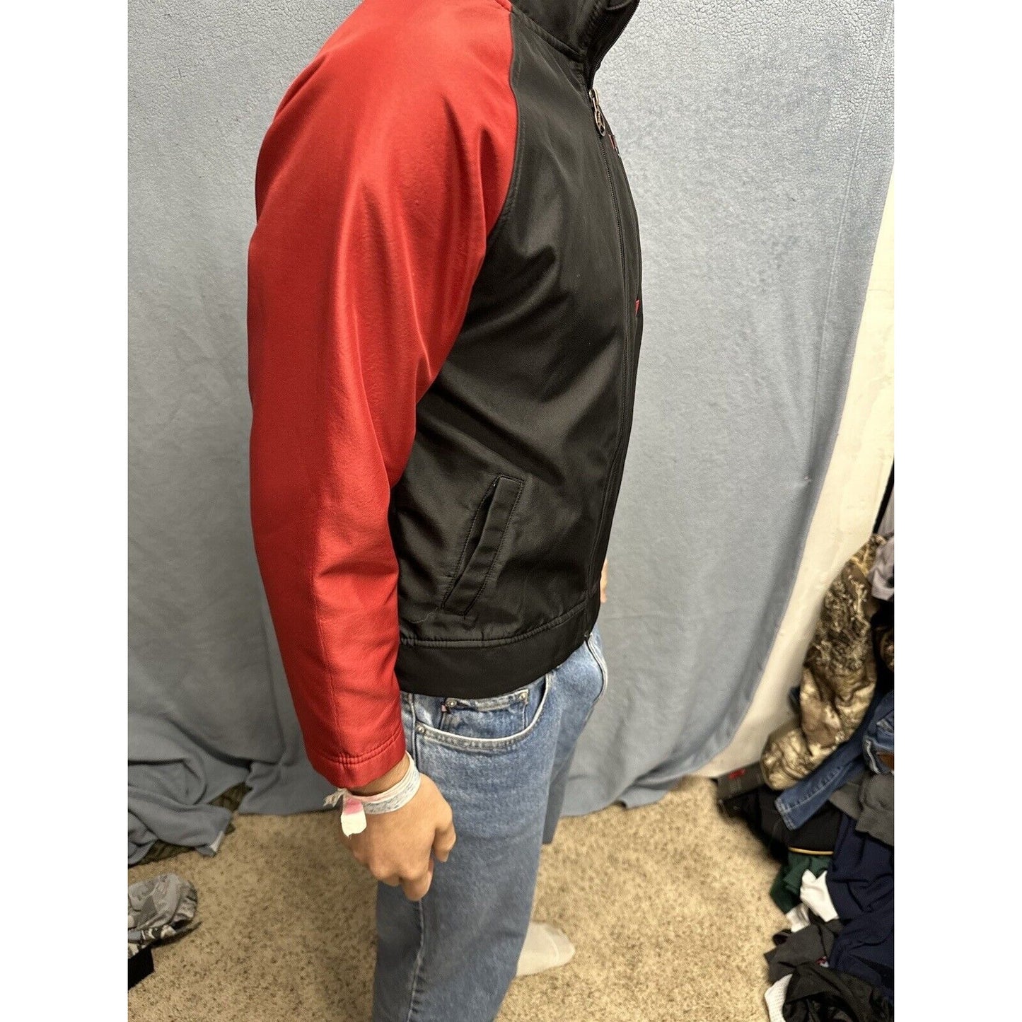 Boys Medium 12/14 AND1 Full Zip Jacket Red Black Polyester