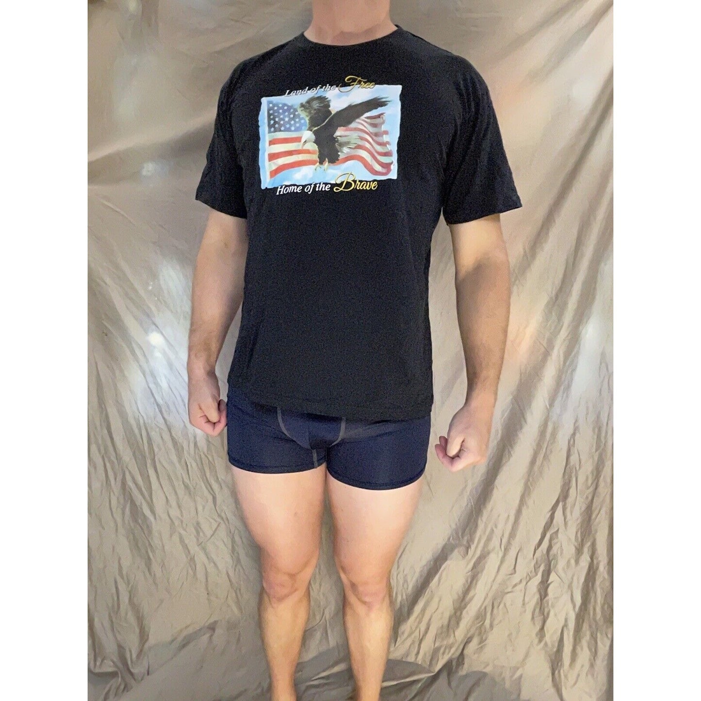 men's black t-shirt land of the free home of the brave large t-shirt patriotic