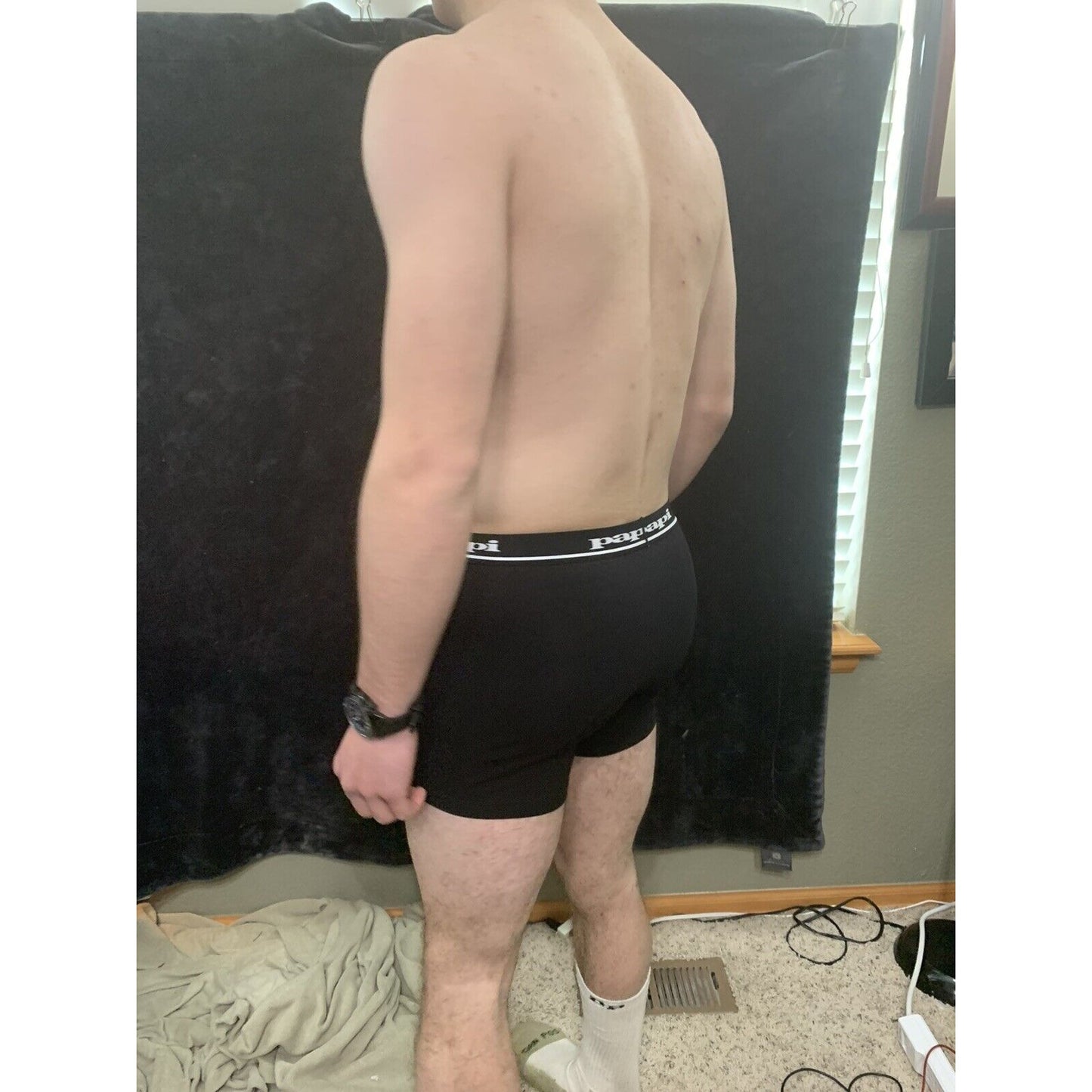 Men’s Papi Medium Boxer Briefs Black 5% Spandex