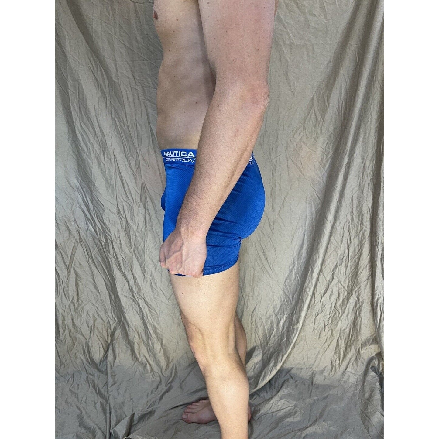 men's nautica large blue competition mesh compression boxer briefs