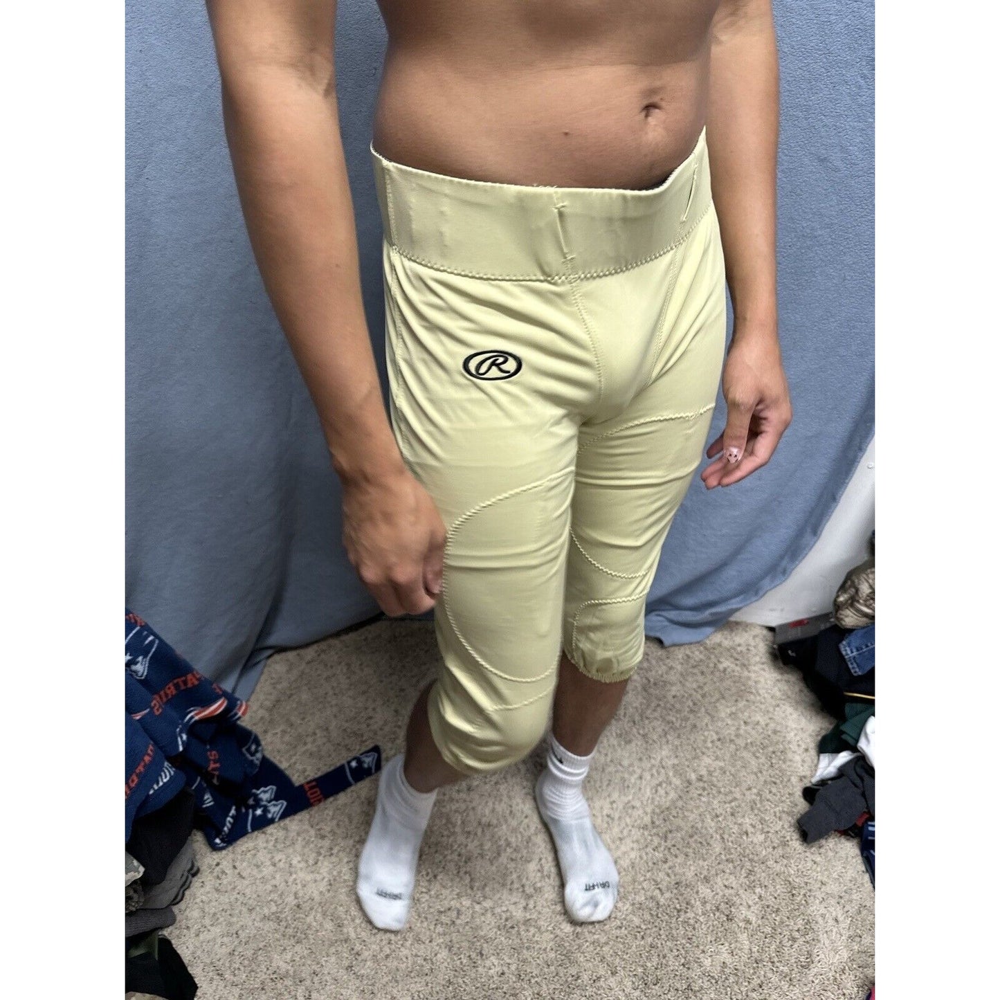 Men’s Gold Rawlings Football Pants Nylon And Spandex Size Large