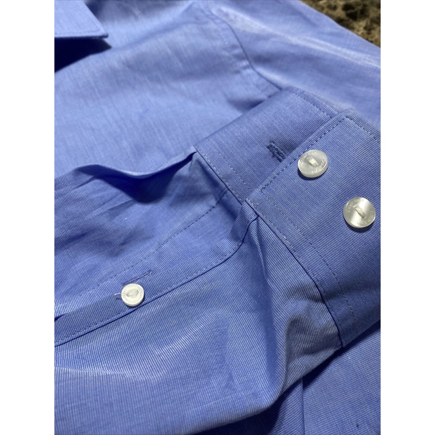Calvin Klein Men’s Medium Plain Blue Button-Down Formal Cotton Long Sleeves