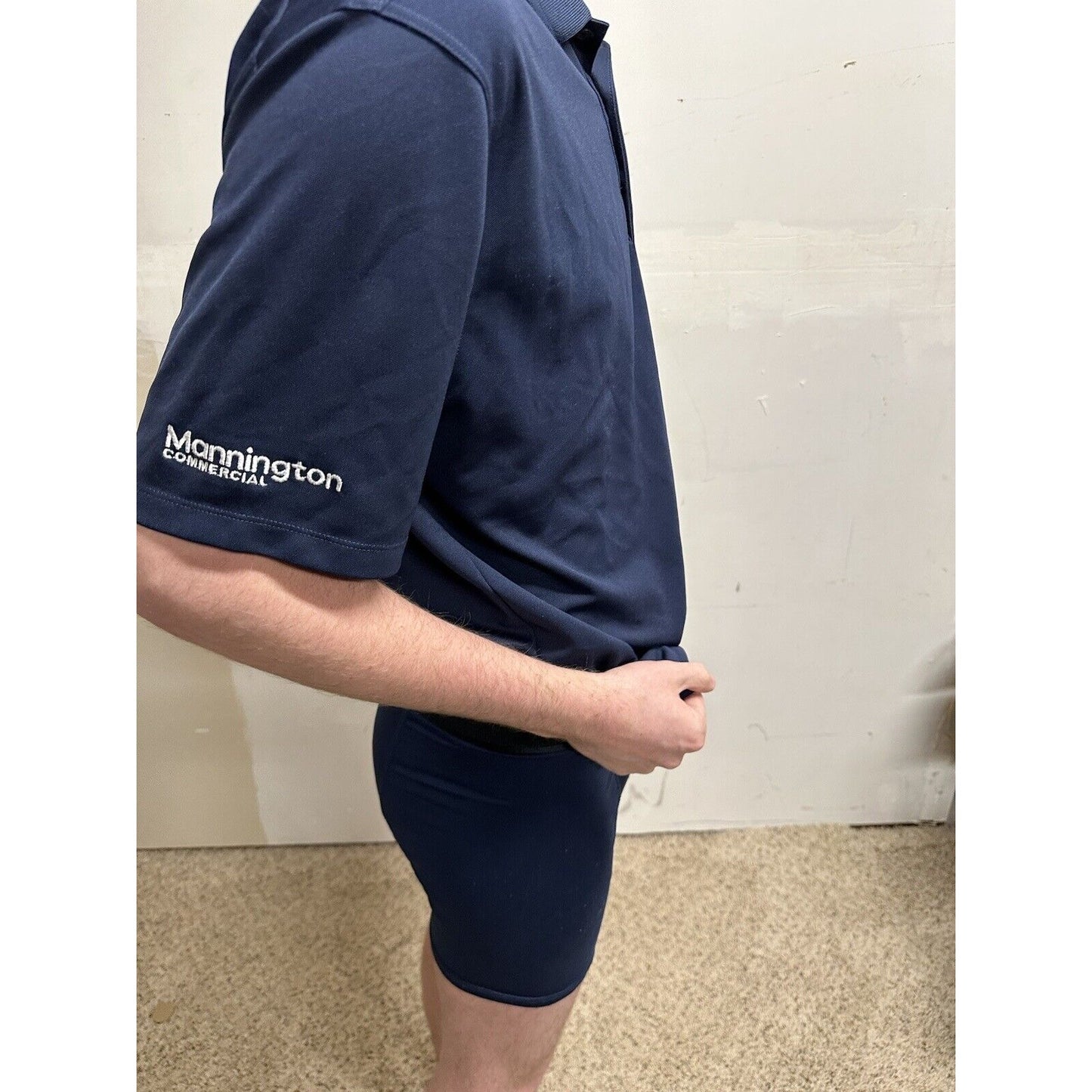 men’s nike large dark blue polo shirt mannington commercial