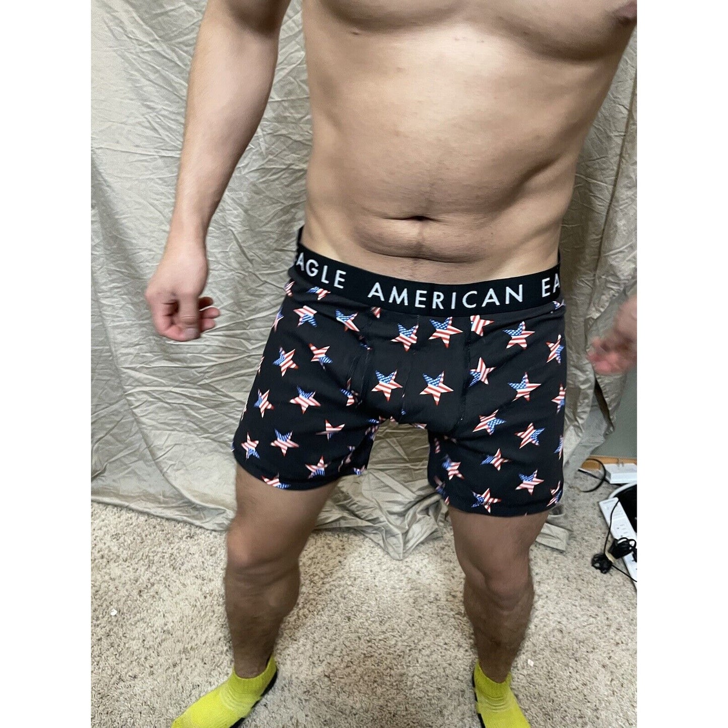 men's patriotic black american flag stars XL boxer briefs American Eagle