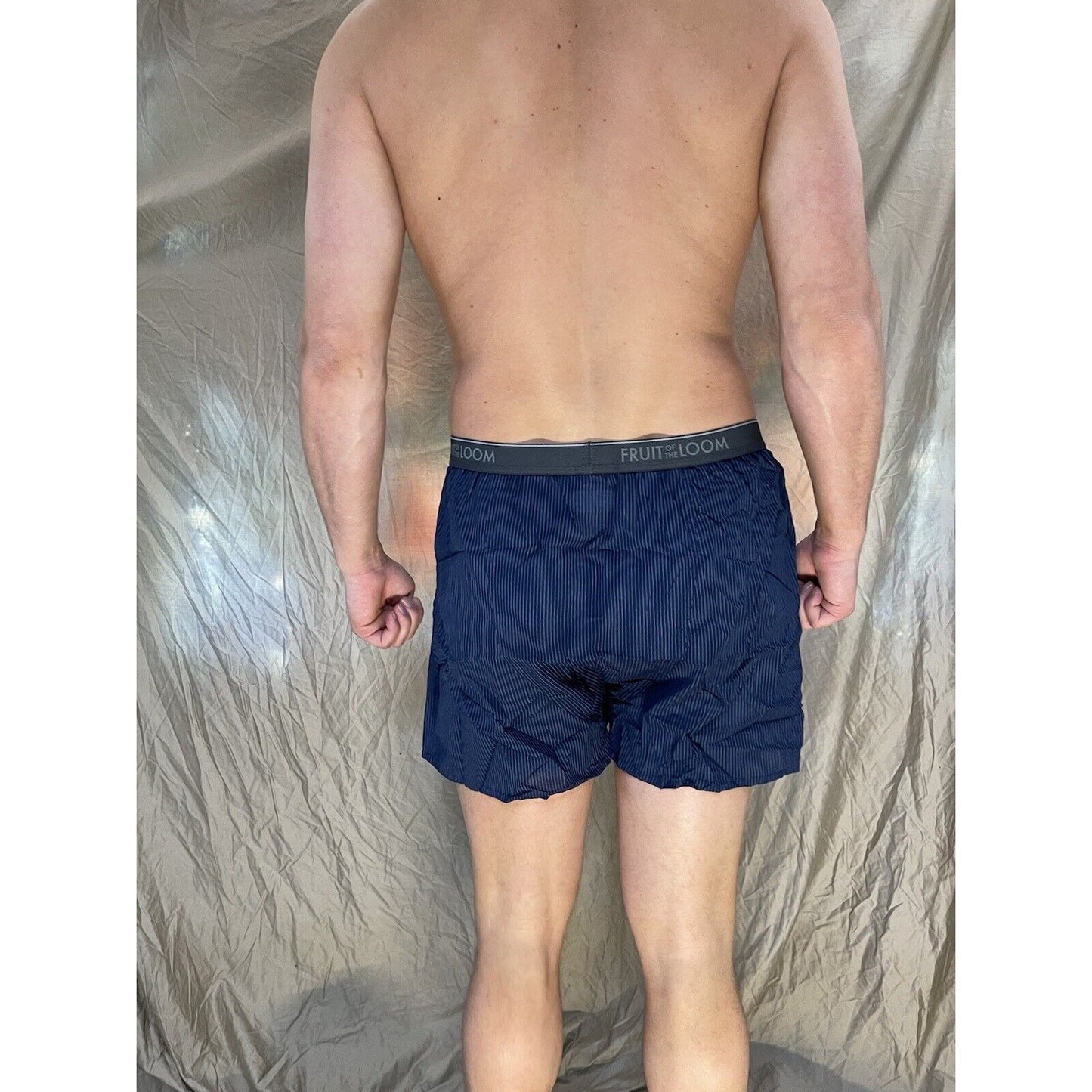 men's fruit of the loom Striped Dark blue boxer shorts Size Small