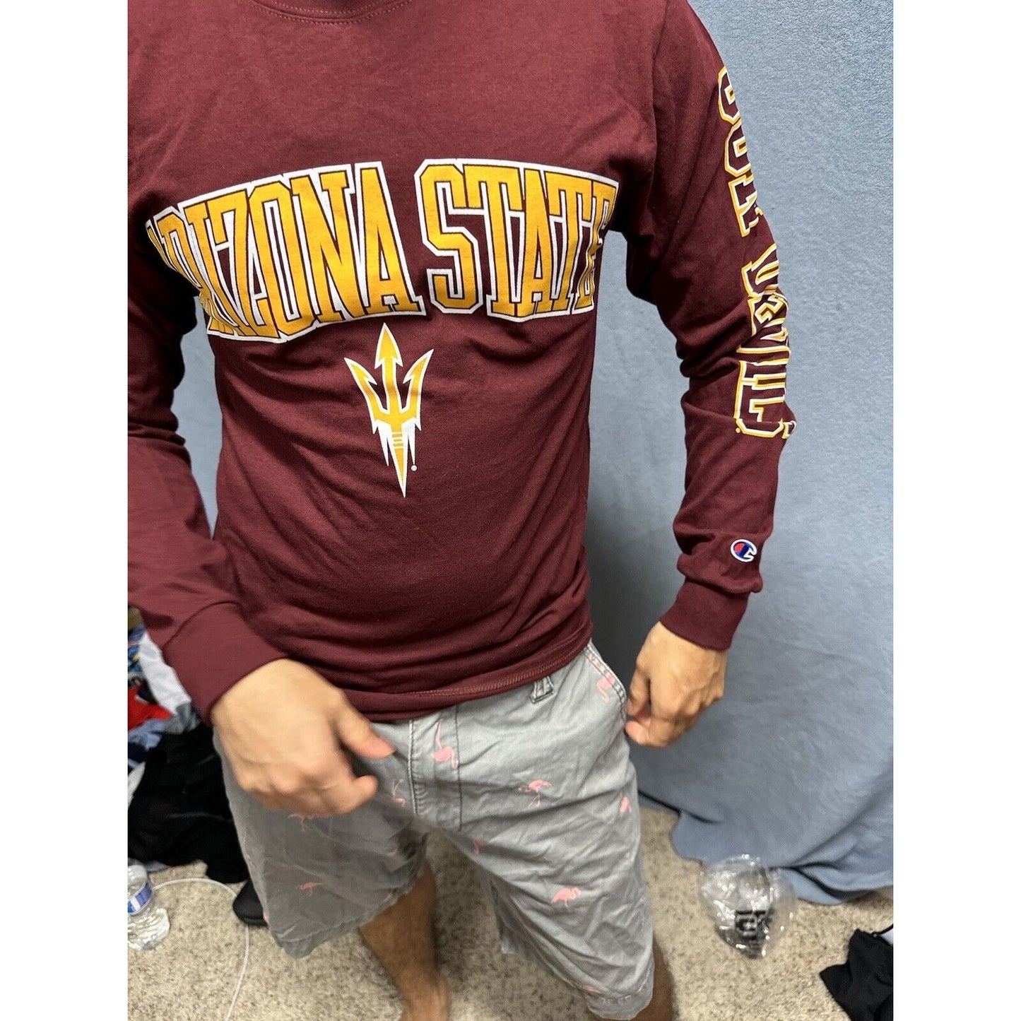 Men’s Maroon Champion Small Arizona Sun Devils Long Sleeve Shirt