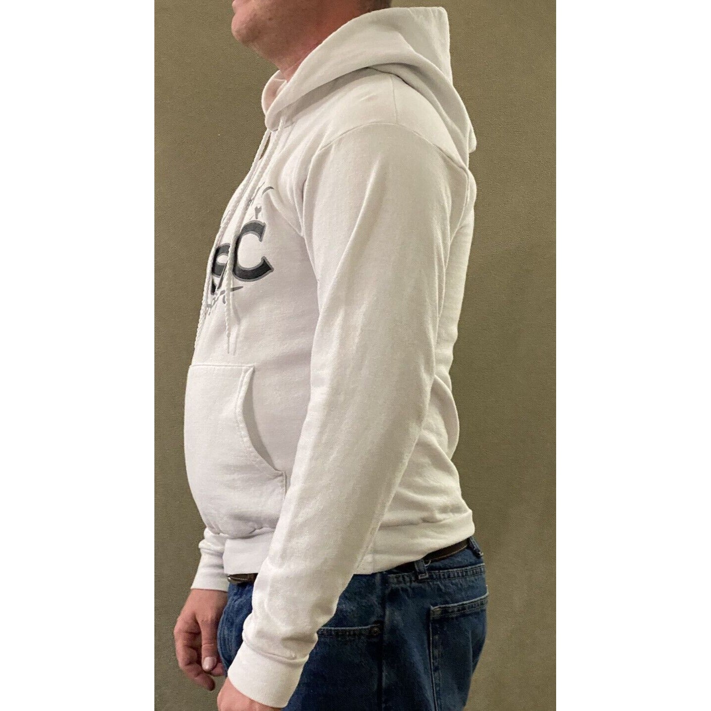 Hanes Ecosmart Men’s Small CSDC White Cotton-blend Hoodie Sweatshirt