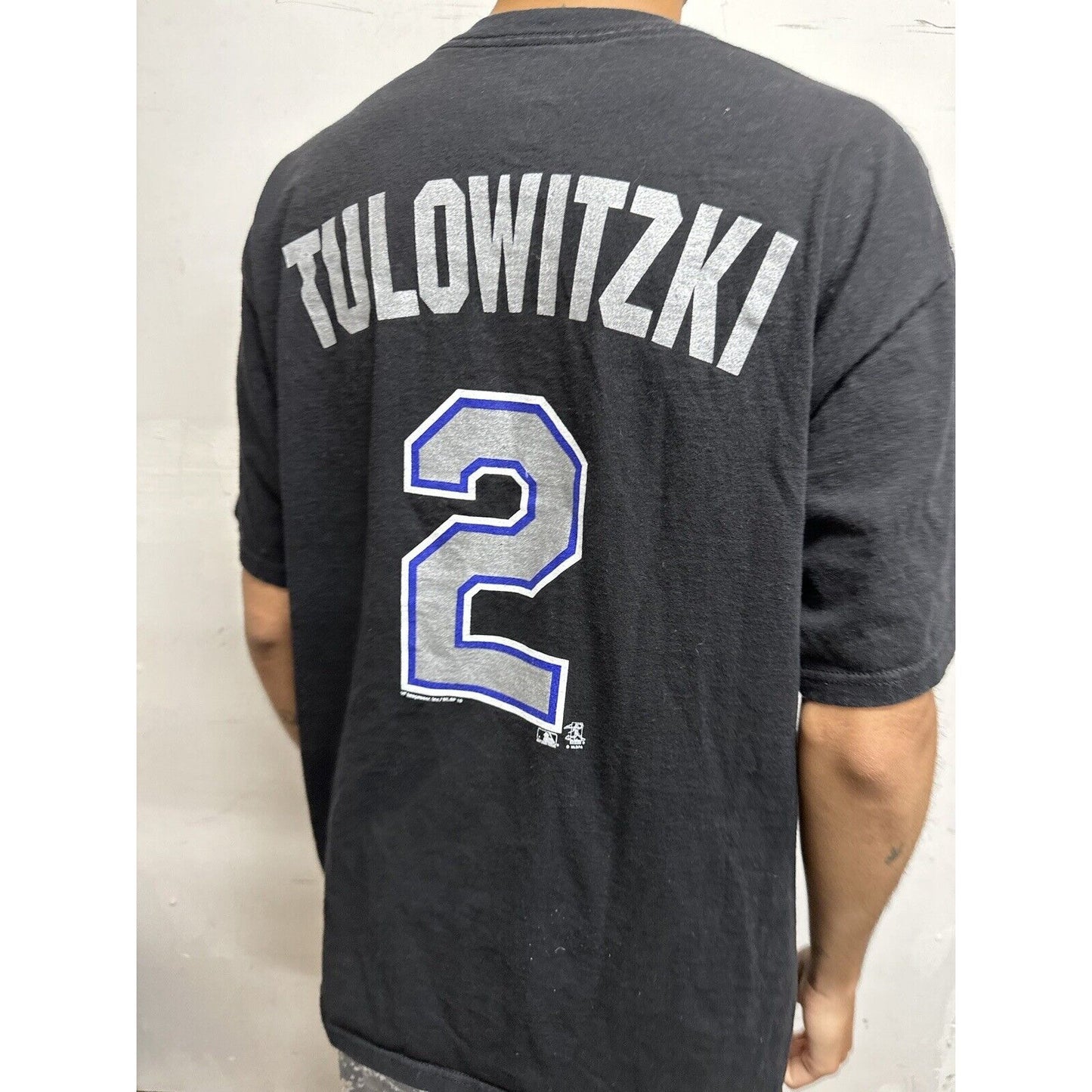 Men’s Black Genuine MLB Merchandise Colorado Rockies Large Tulowitzki Shirt