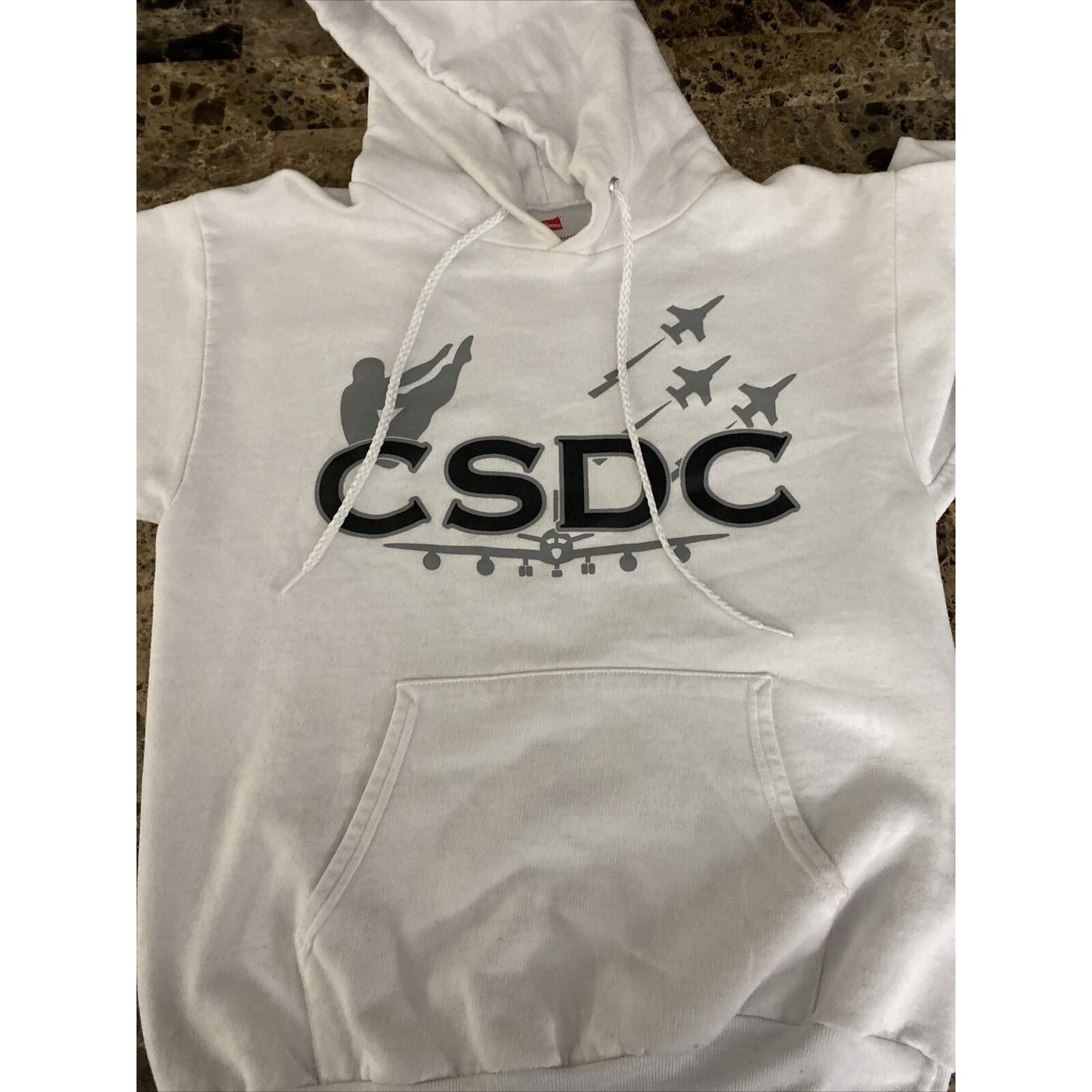 Hanes Ecosmart Men’s Small CSDC White Cotton-blend Hoodie Sweatshirt