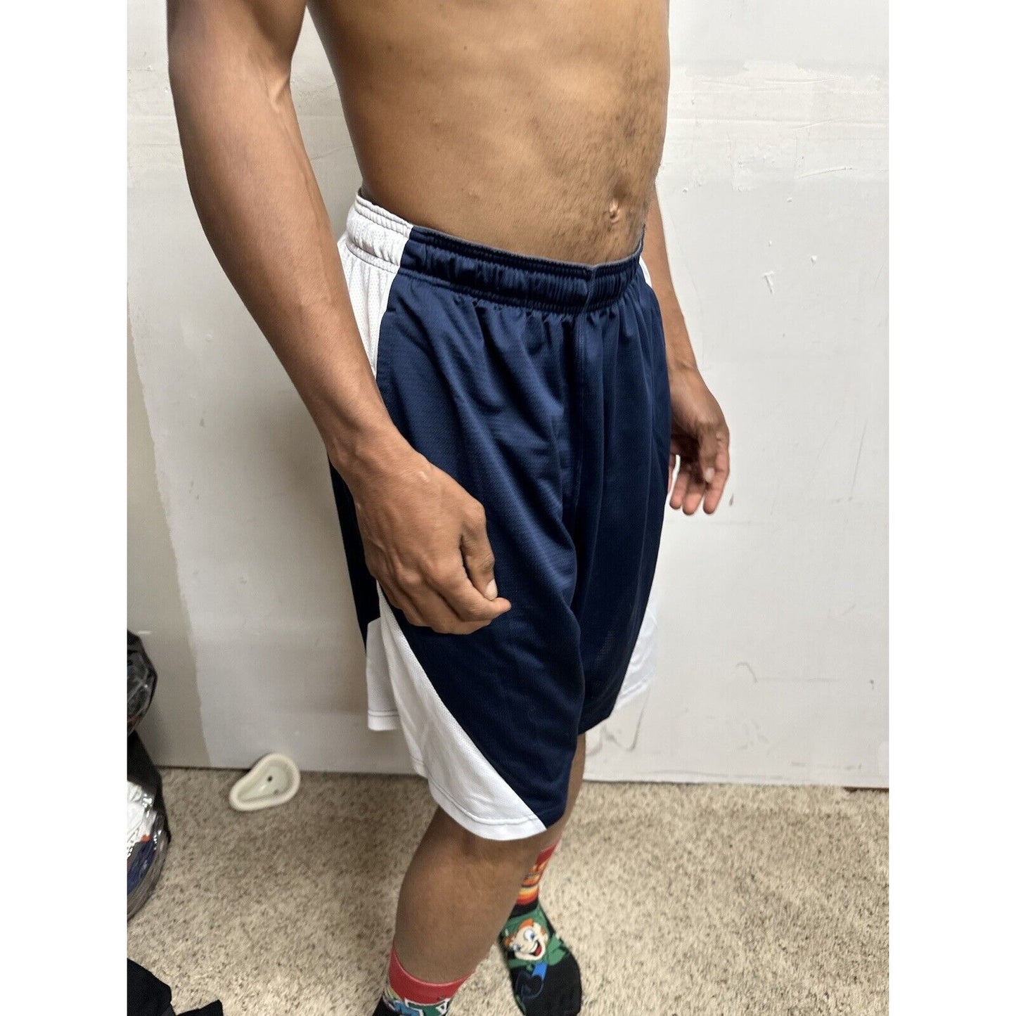 Men’s Nike Dri Fit Large Athletic Shorts Dri-fit Blue White With Pockets