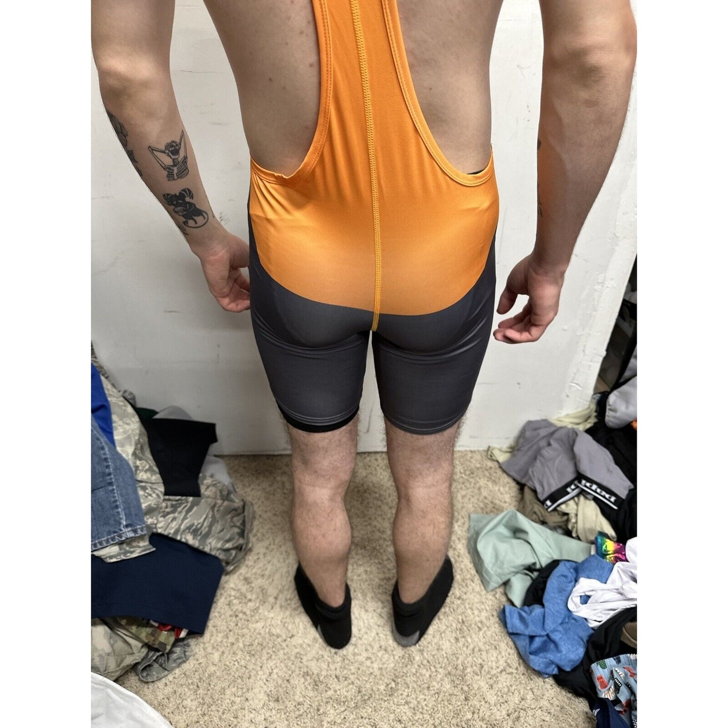 Men’s Medium Orange And Gray Tauwell Athletic Wrestling Singlet