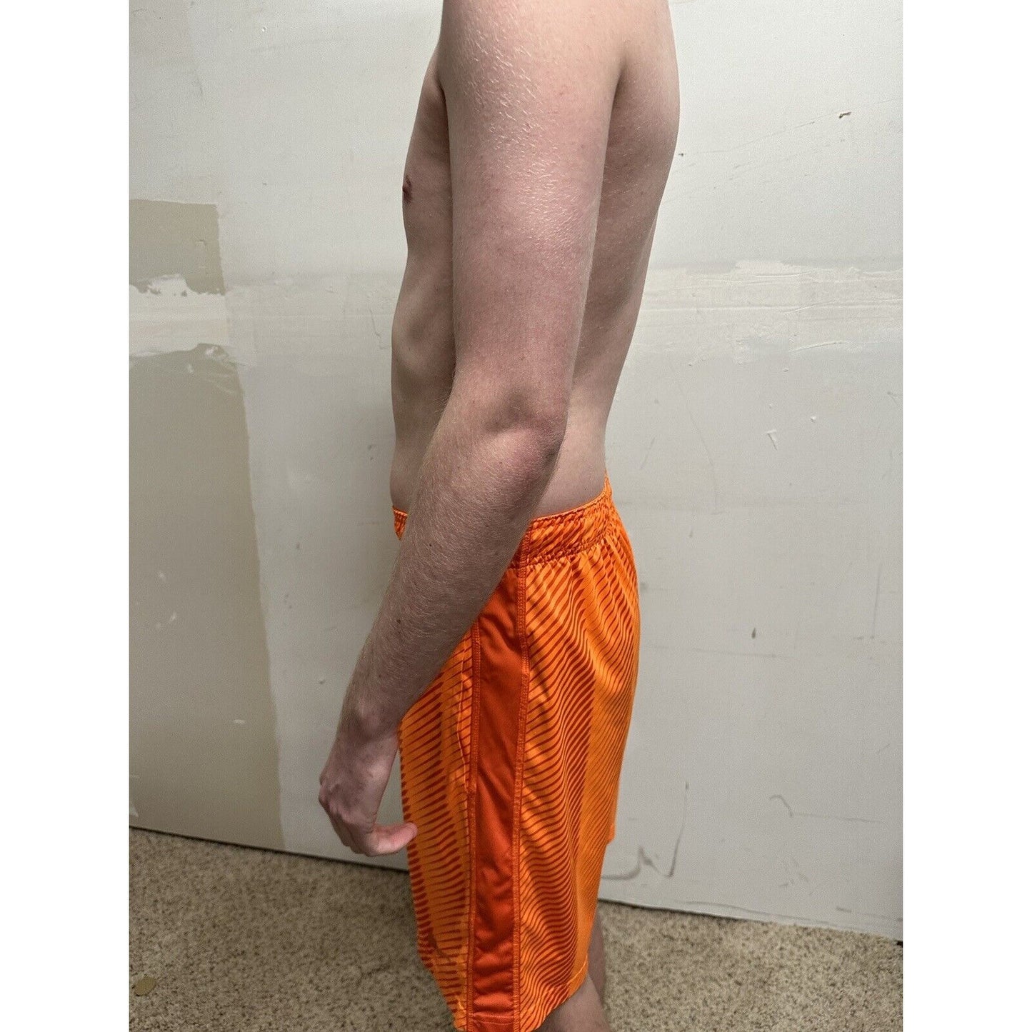 men’s nike dri-fit small neon orange shorts