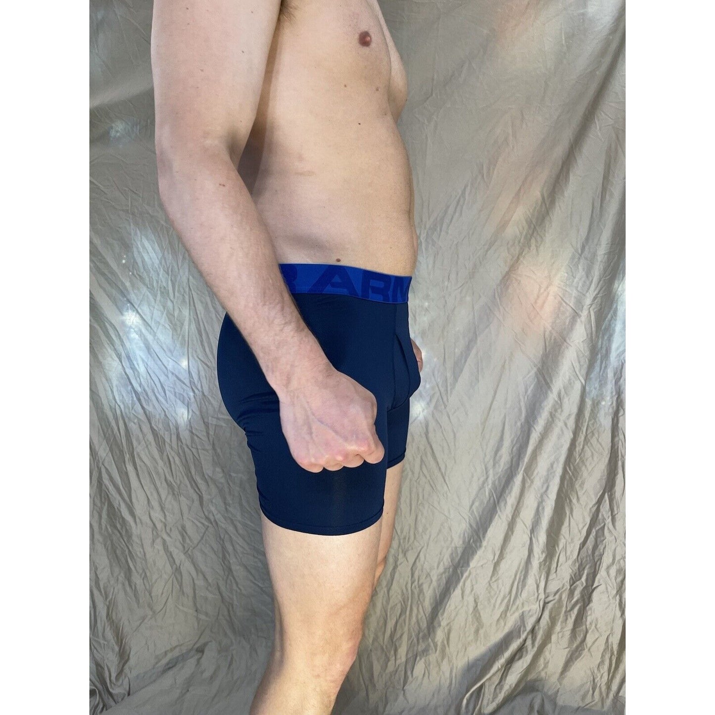 men's small under armour navy blue the tech mesh boxerjock