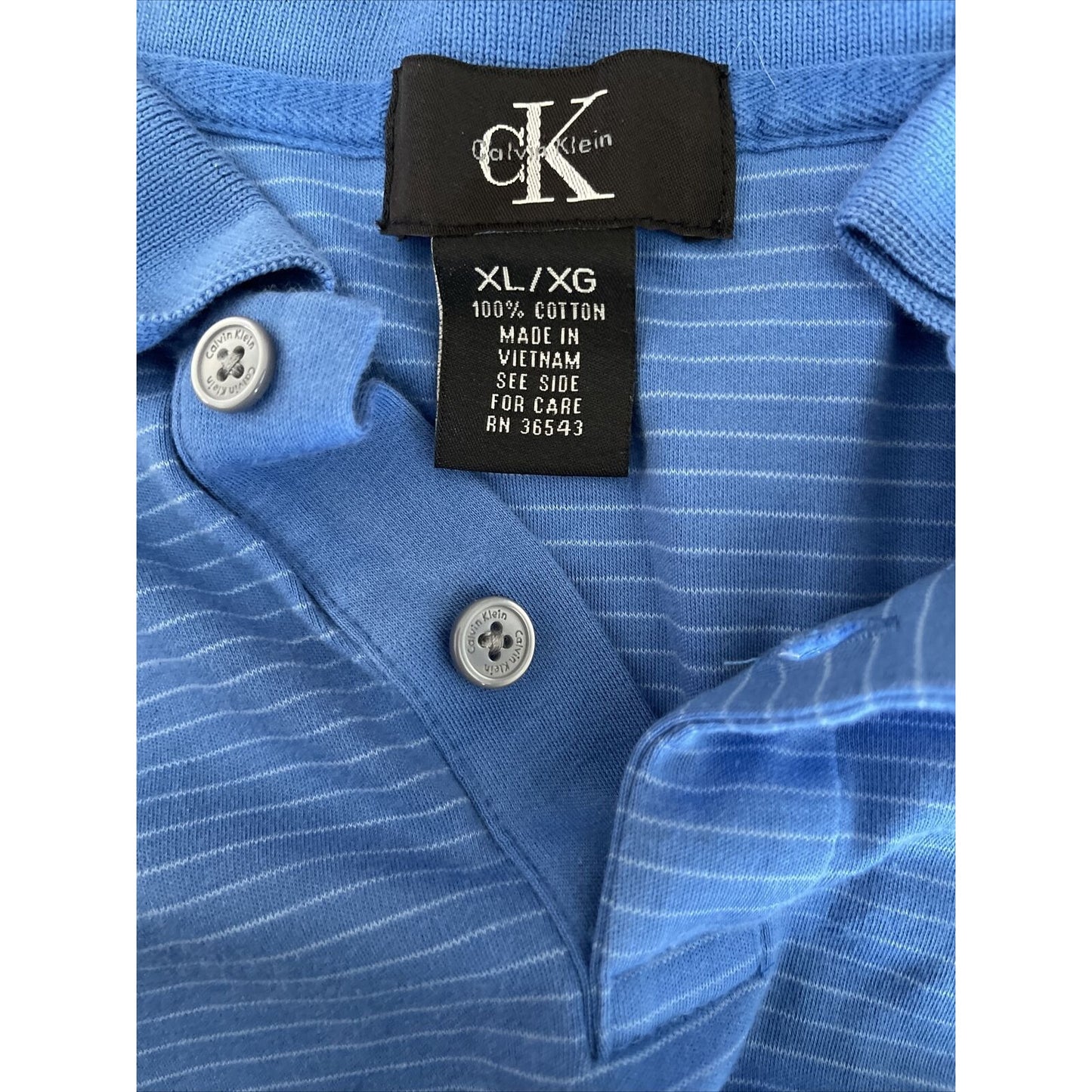 Men's Blue Striped Calvin Klein polo shirt short sleeve XL