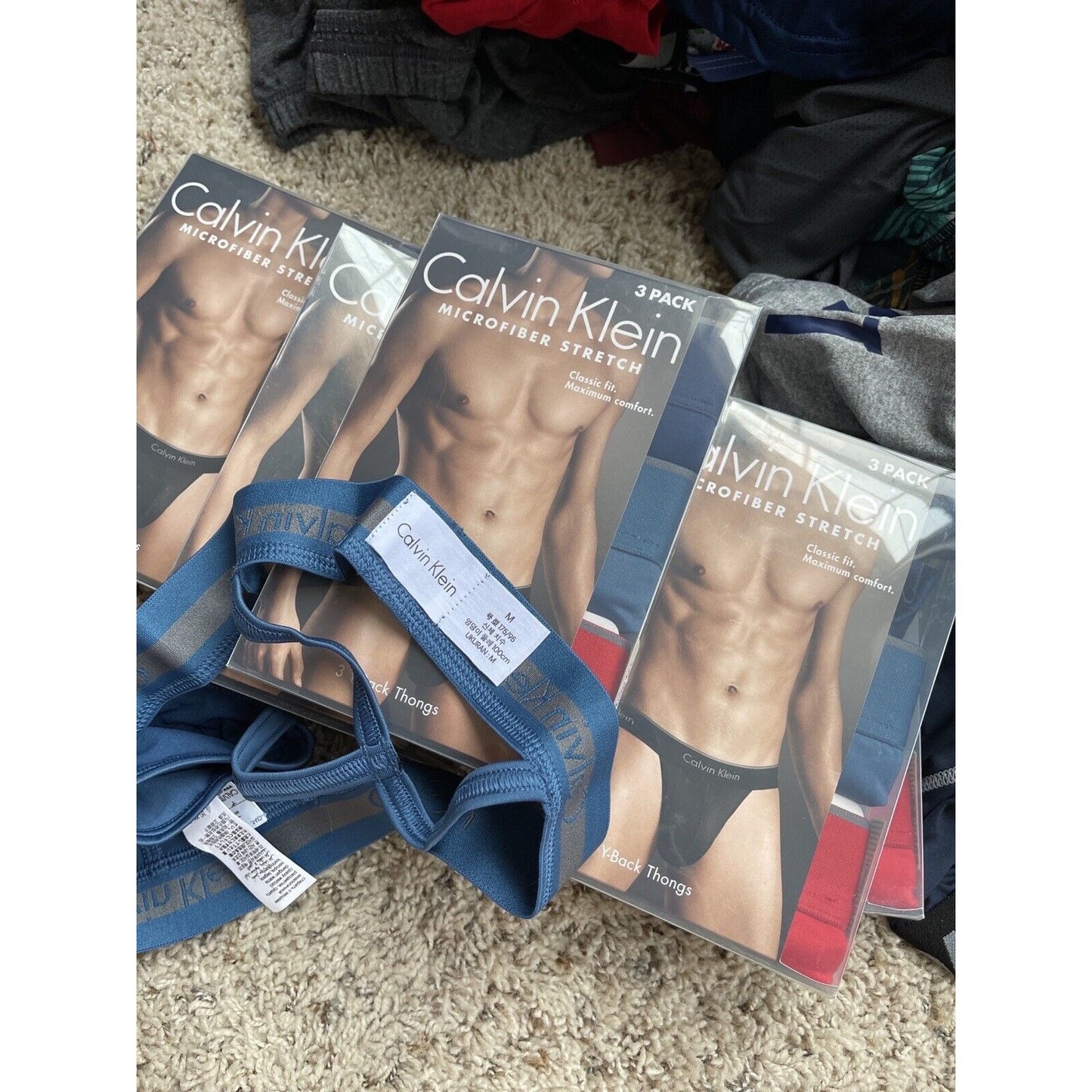 Men's Calvin Klein Microfiber Stretch Y-back thong Dark blue Medium
