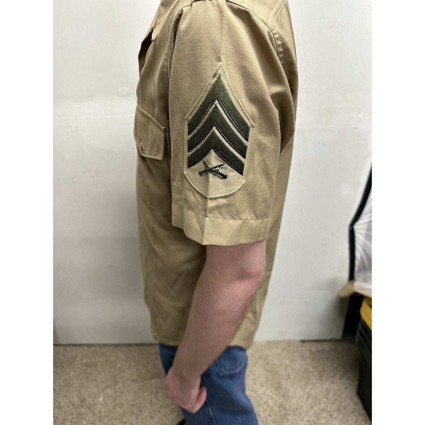 usmc marines defense logistics 15 1/2 short sleeve dress shirt e-5 sergeant rank