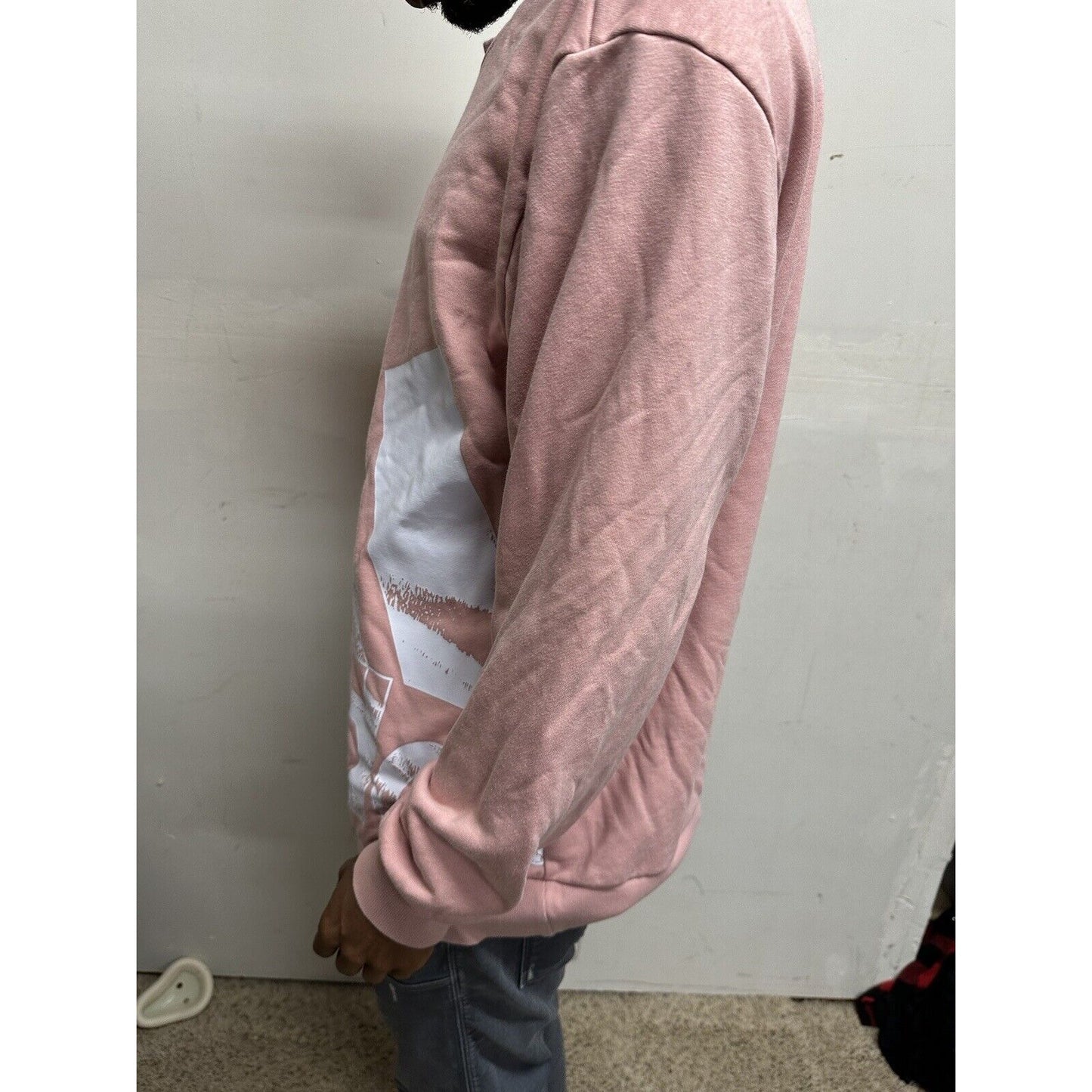 Men’s Pink Adidas Large Pullover Sweatshirt Long Sleeve