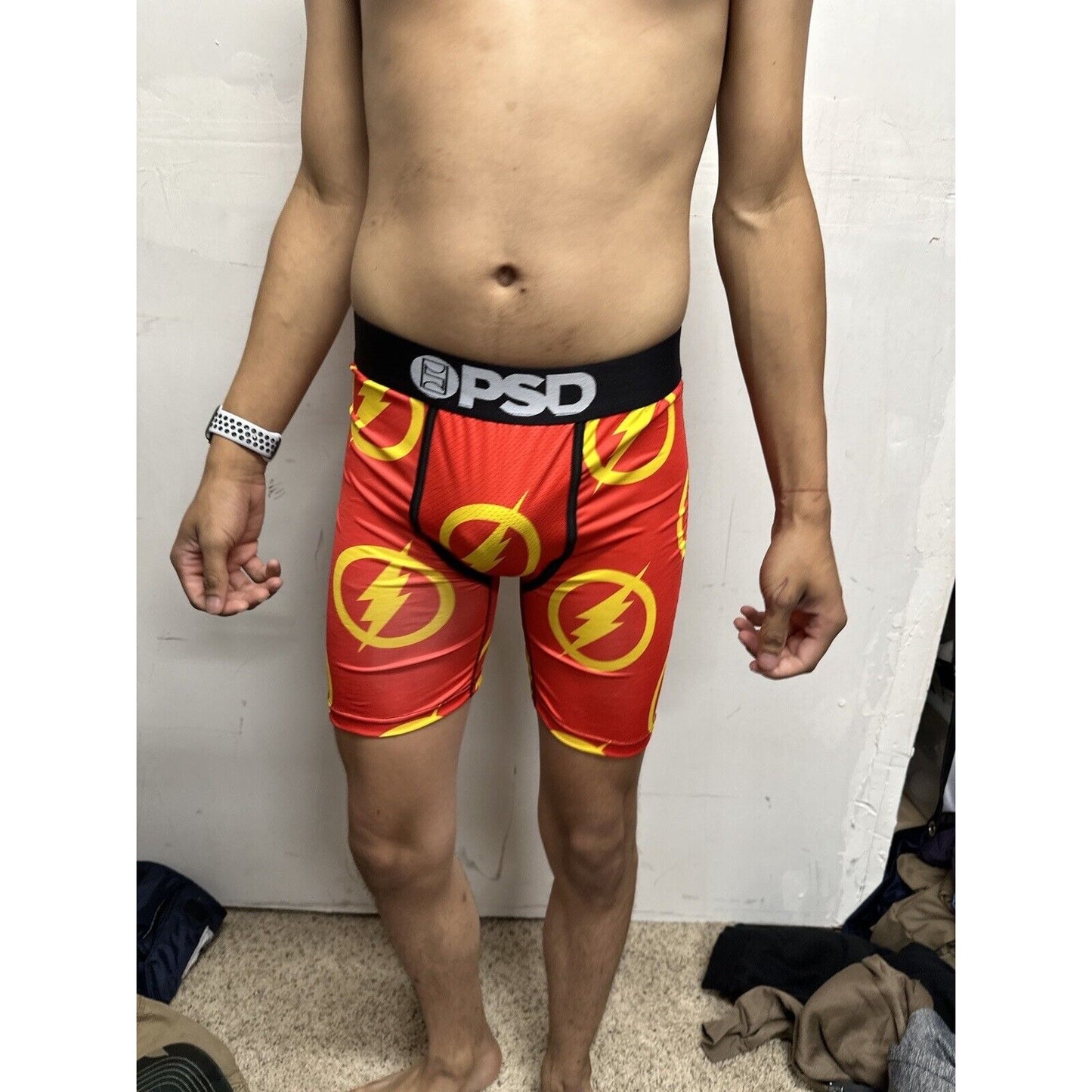 Men’s PSD Small Boxer Briefs Red Orange Flash Design