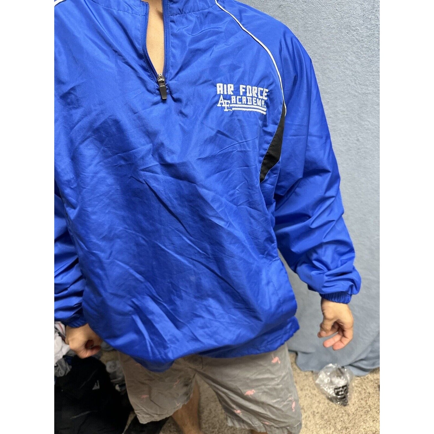 Men’s Blue Holloway Large Air Force Academy Windbreaker Jacket 1/4 Zip Pullover