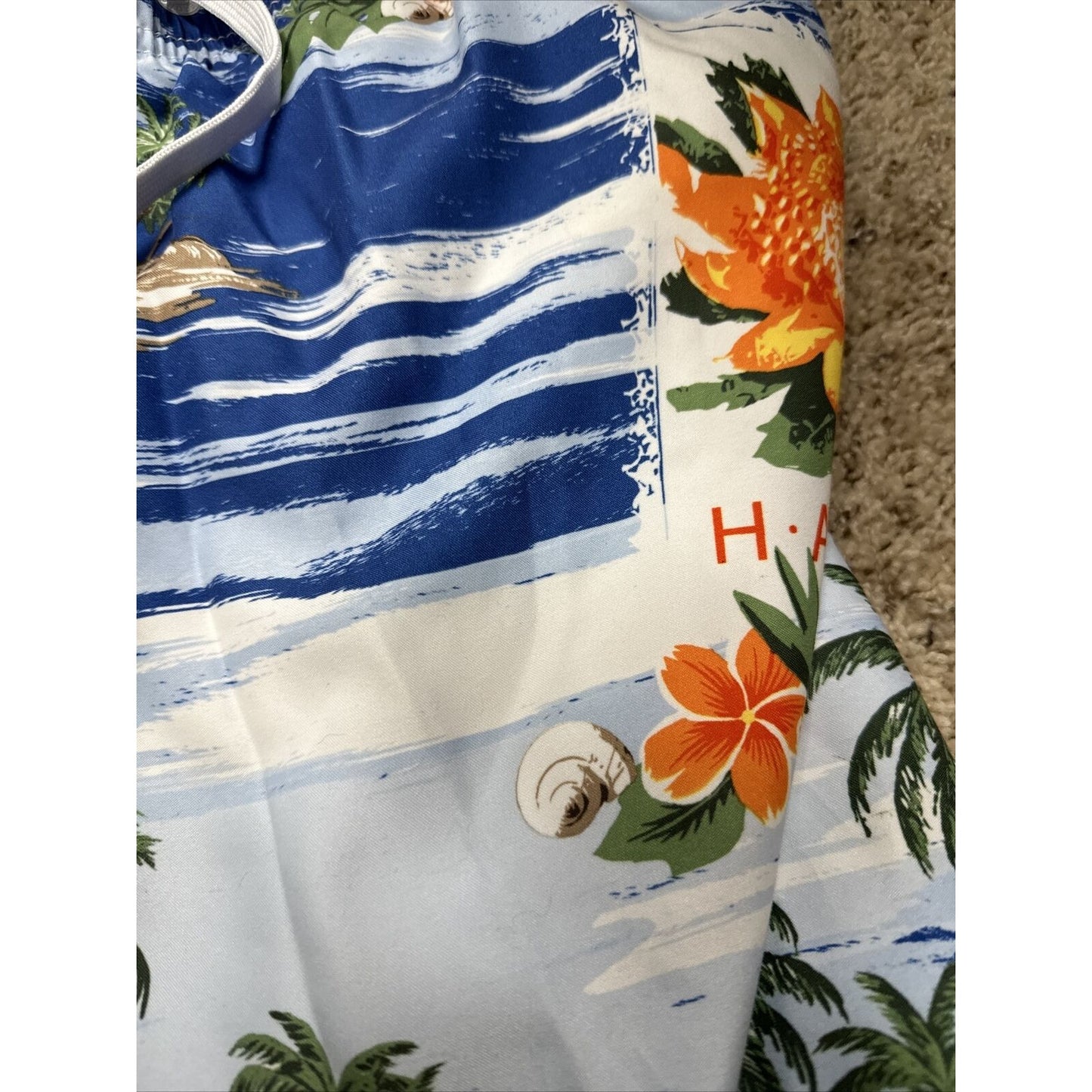 men’s merona medium hawaii bathing suit swim trunks blue