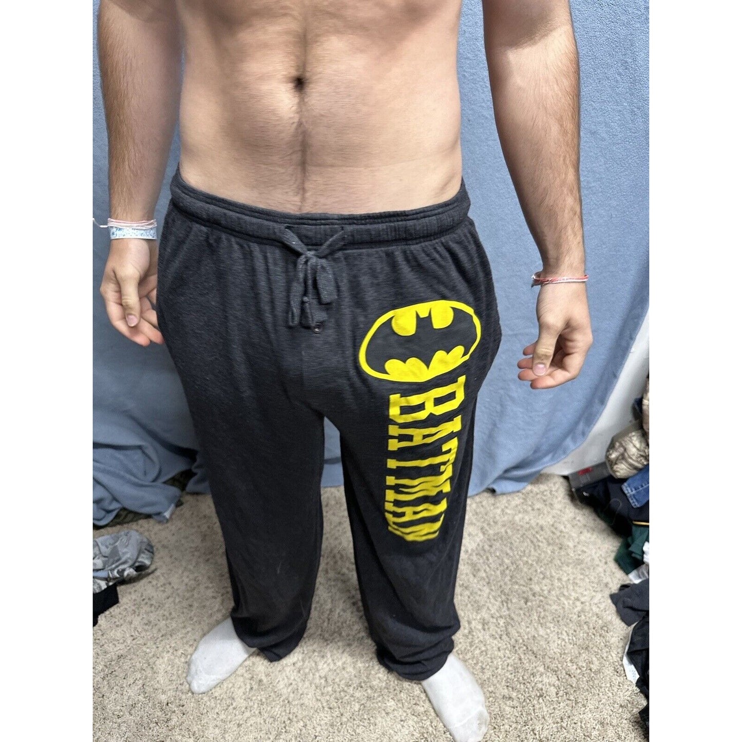 Men’s Large Batman Dark Gray Lounge Pants Sleep Wear With Pockets Large