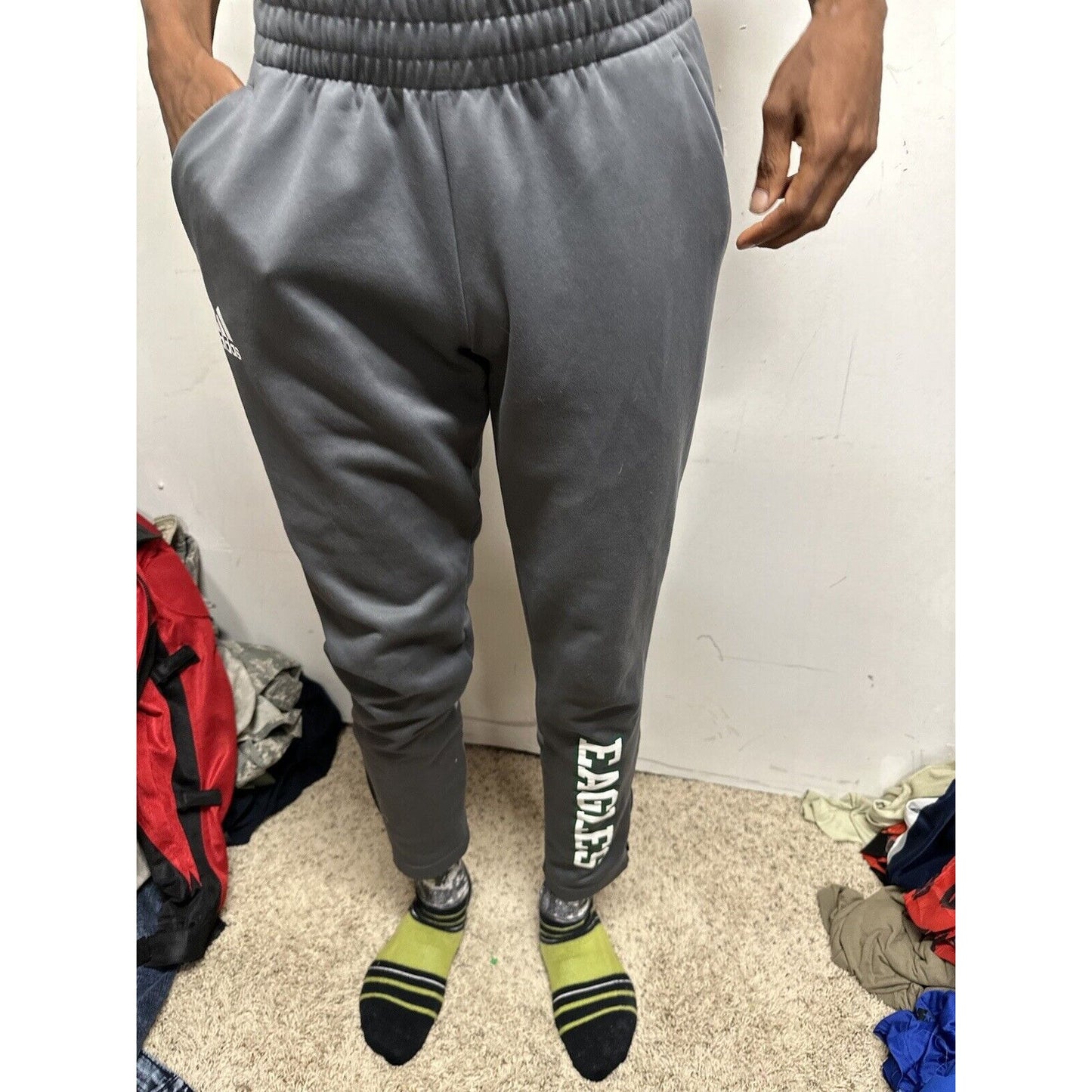 Men’s Adidas Gray Eagles Sweat Pants Fits Small Listed As Medium