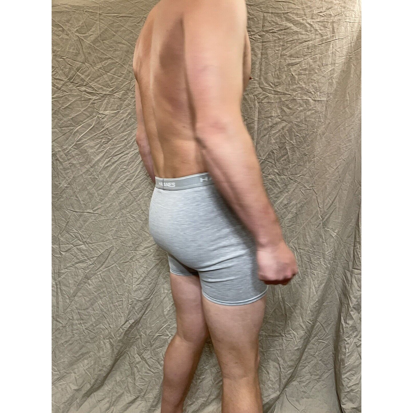 men's hanes gray boxer brief comfort flex medium