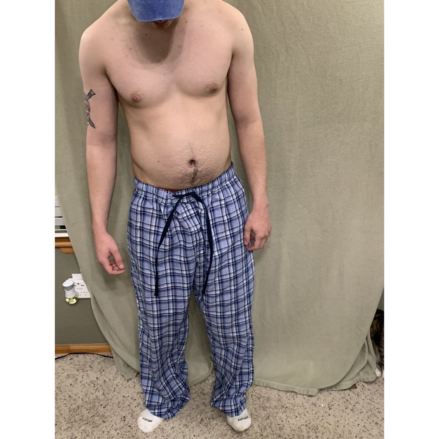 Hanes Tagless Men's Woven Sleep Pajama Lounge Blue Pants Drawstring XL