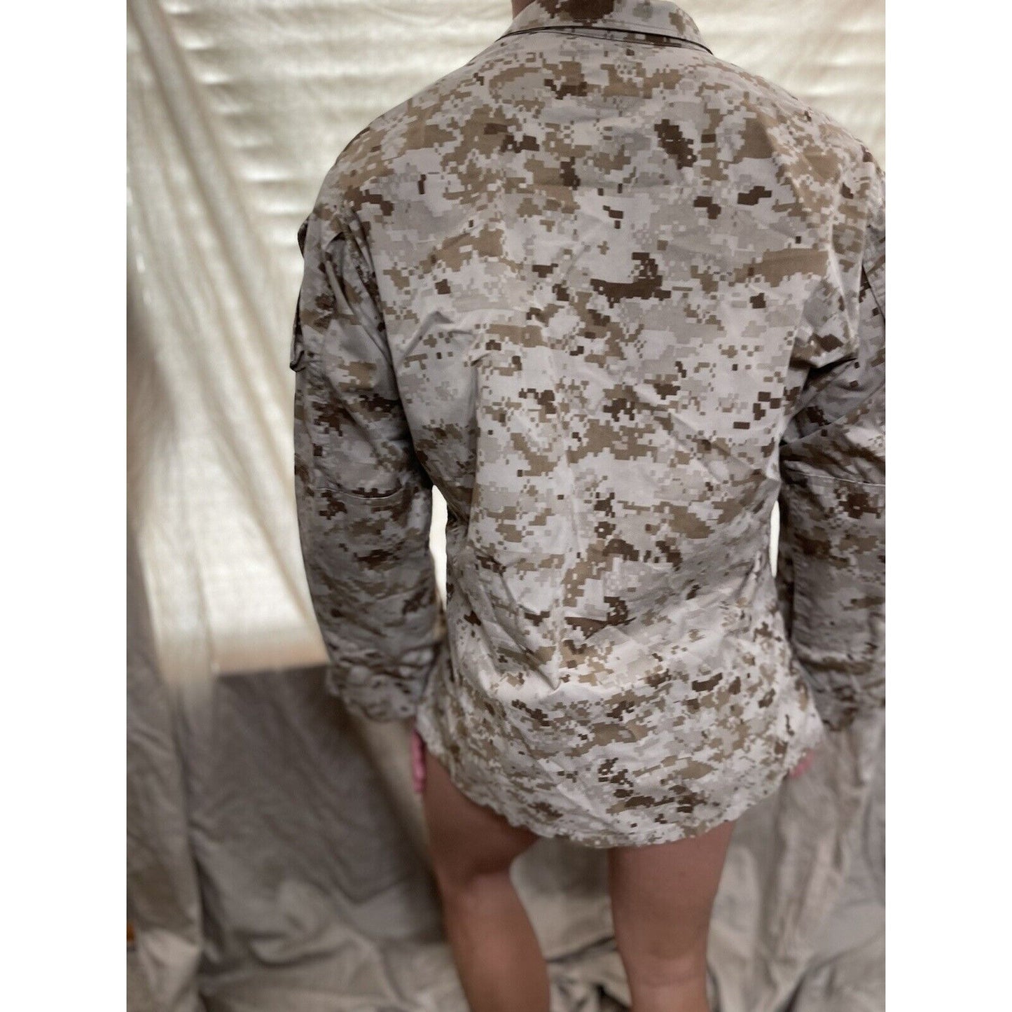 men's usmc marines top blouse desert camo small short american apparel