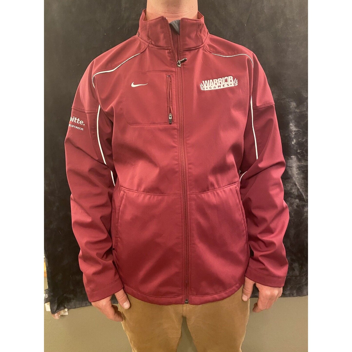 NIKE Team Nike Thick Fleece Lined Coat Jacket Maroon Warrior Games Men’s Large