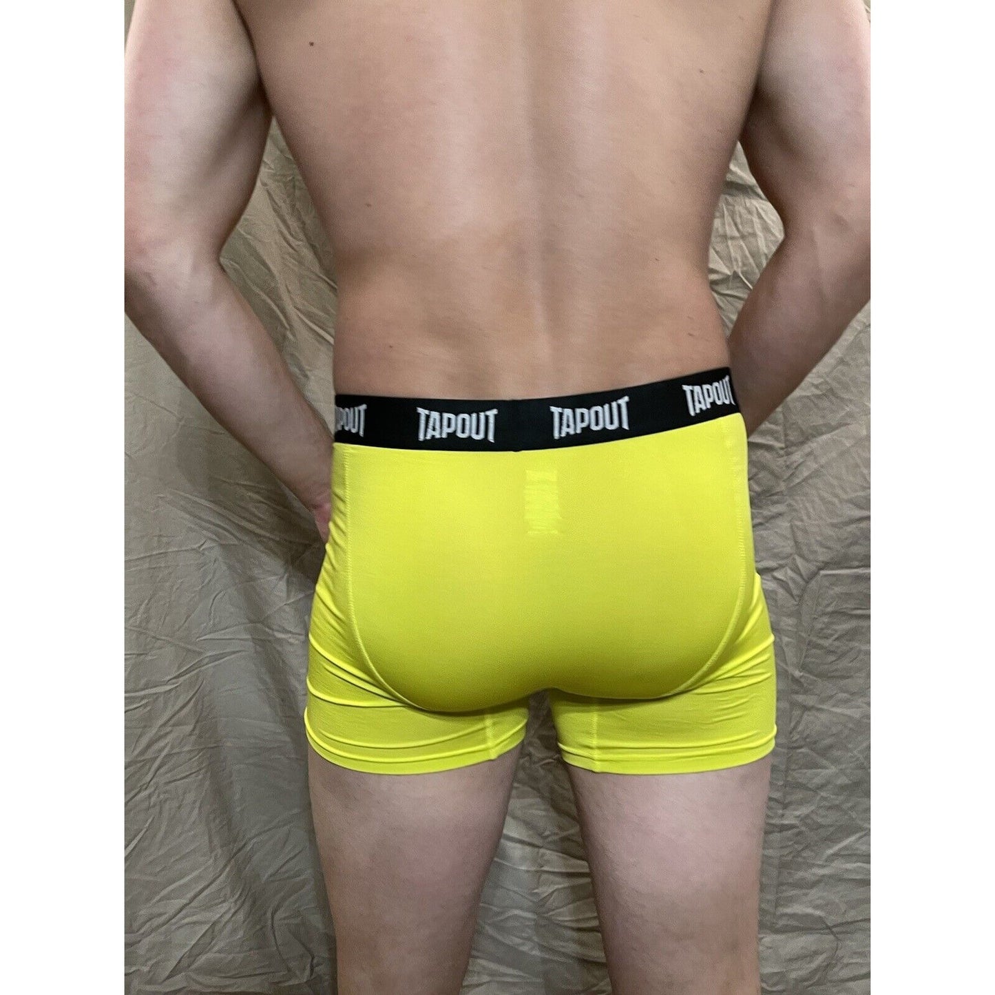 men's tapout bright yellow compression shorts Small New And Never Worn