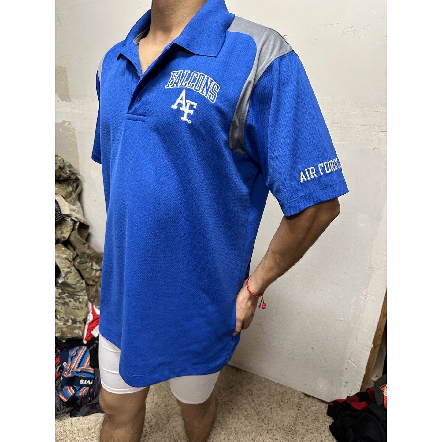 Men’s Blue AF Falcons USAFA Air Force Academy Knights Apparel Large Polo Shirt