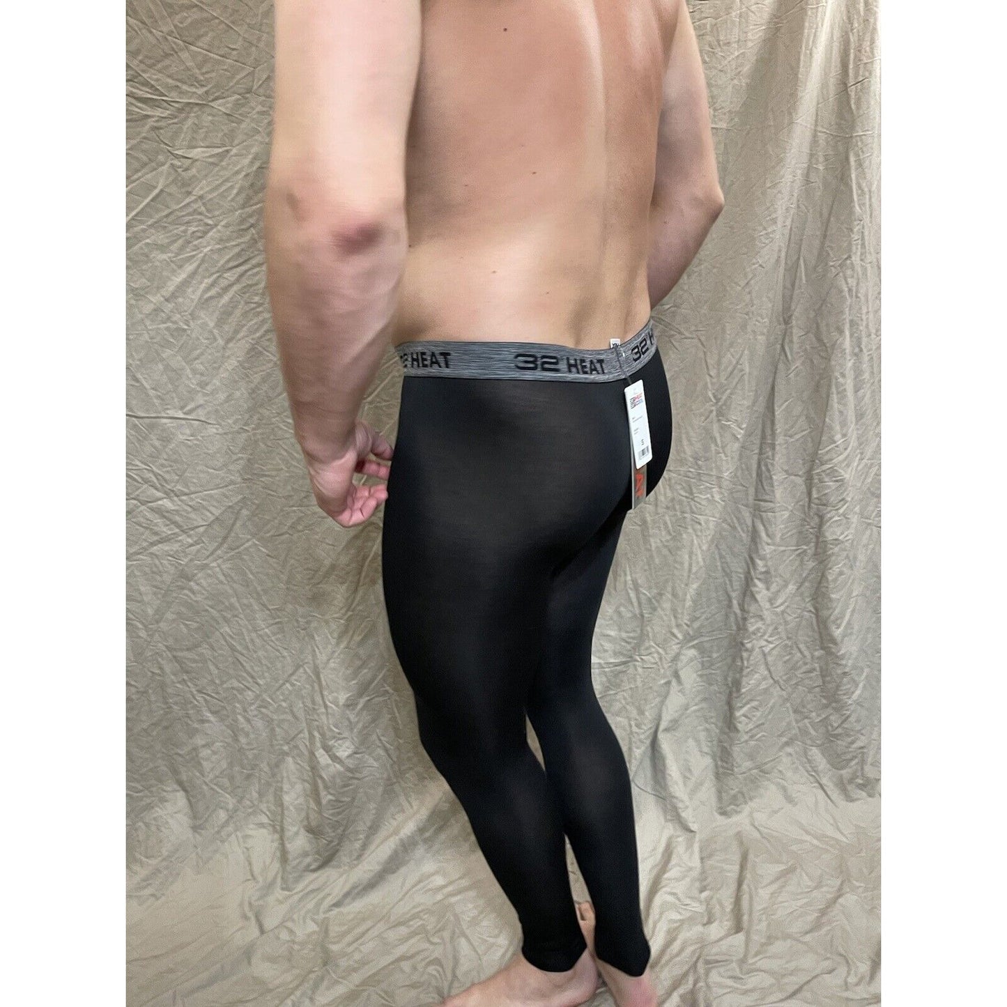 men's 32 degree heat black base layer long underwear leggings Large