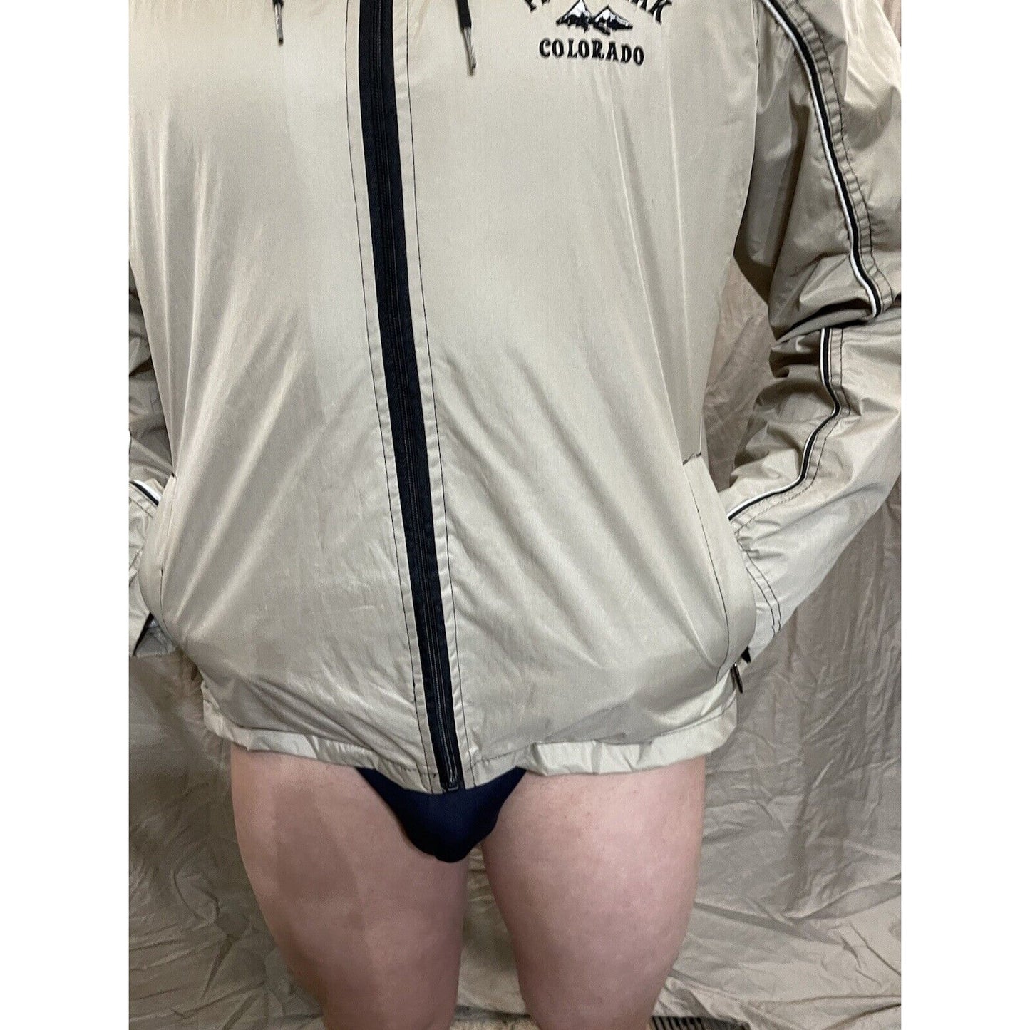 Men's PCI XL Pikes Peak Colorado full zip tan windbreaker