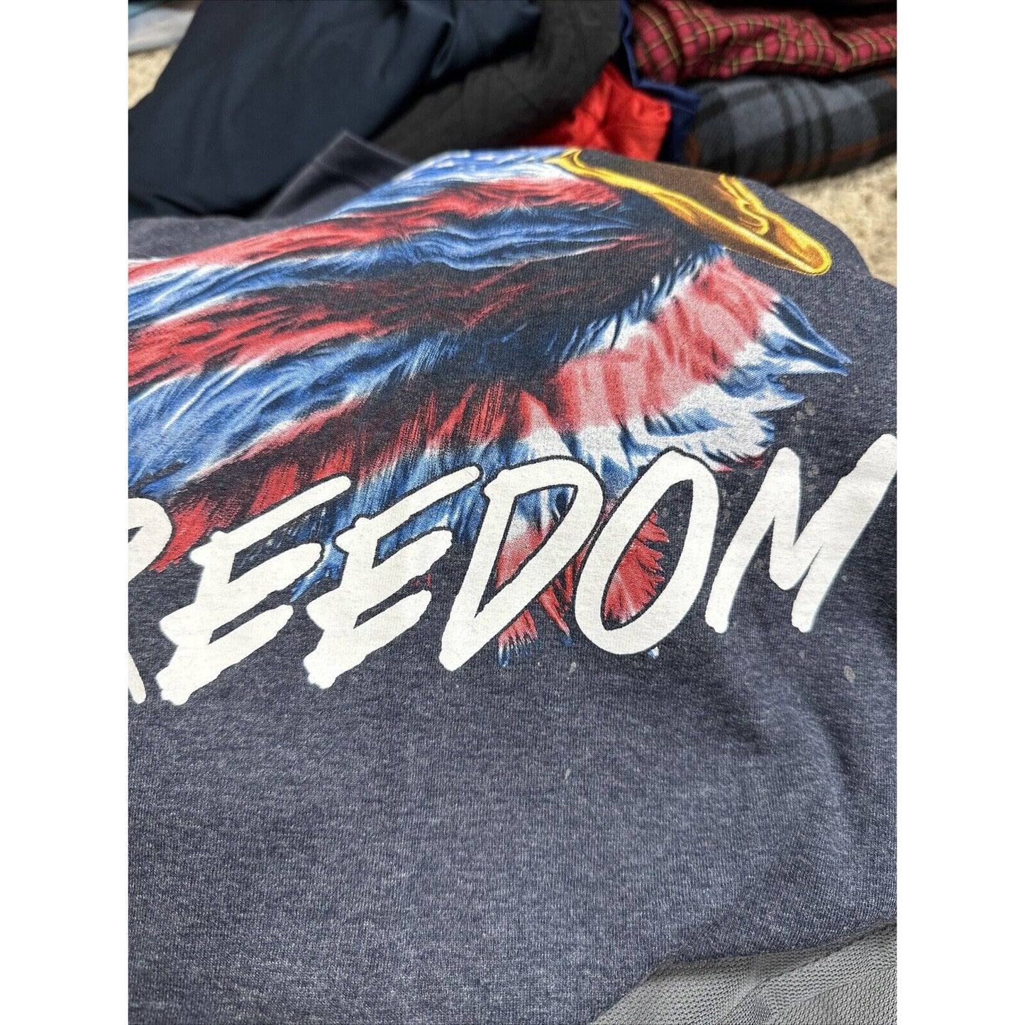 men’s gray faded glory medium muscle shirt freedom bald eagle