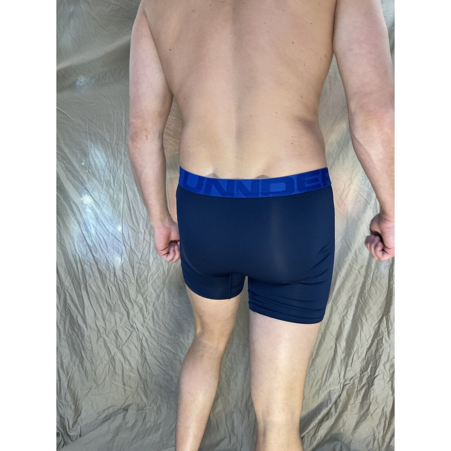 men's small under armour navy blue the tech mesh boxerjock