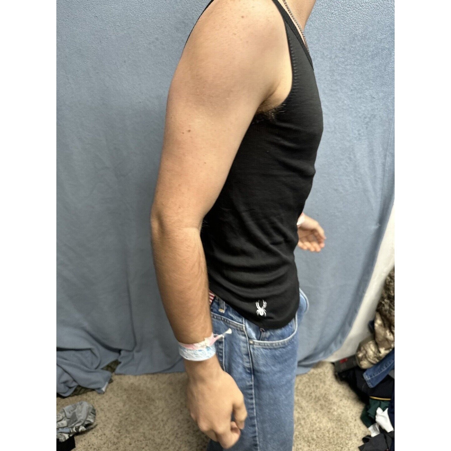 Men’s Black Medium Spyder Tank Top Muscle Shirt