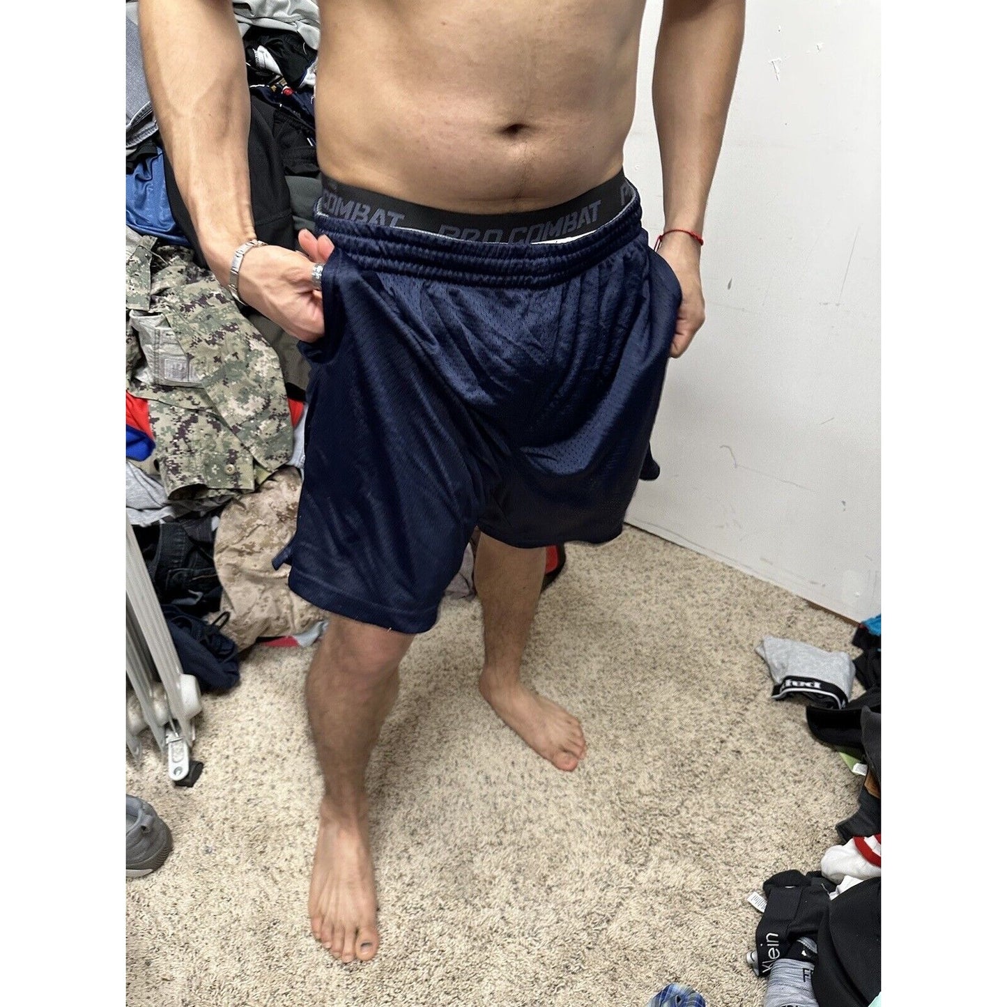 Men’s Dark Blue Starter Large Athletic Shorts With Pockets