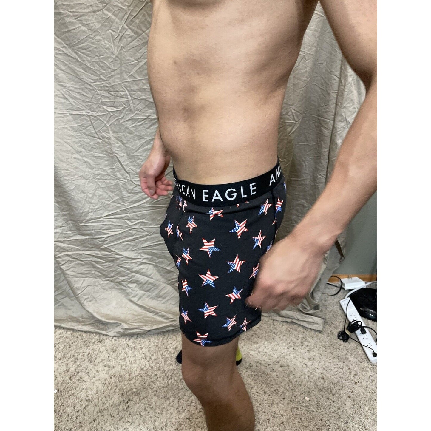 men's patriotic black american flag stars XL boxer briefs American Eagle